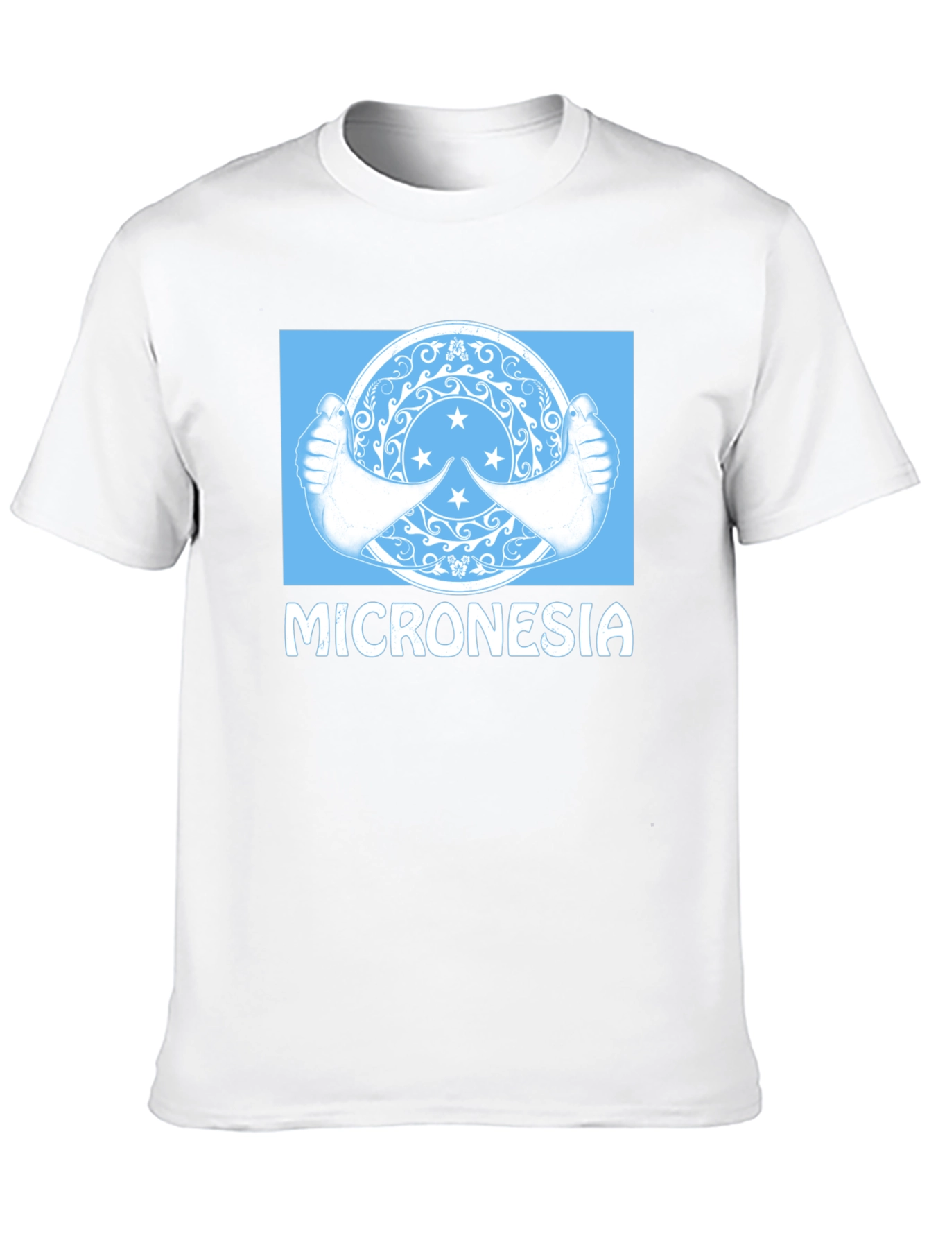 Black Micronesia Flag Graphic T-Shirt - Black Crew Neck Tee view 10