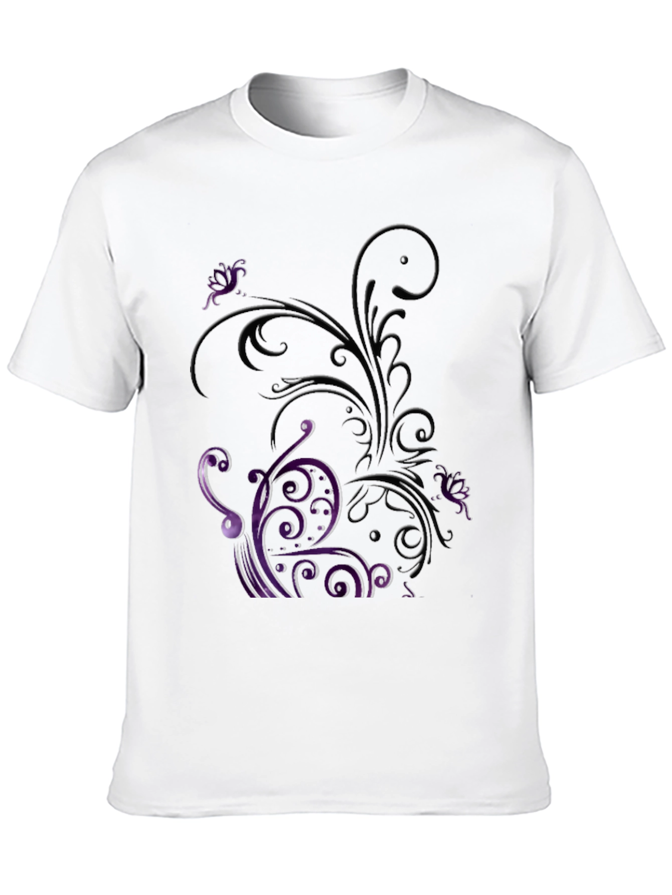 Black Floral Scrollwork Graphic Tee - Black view 10