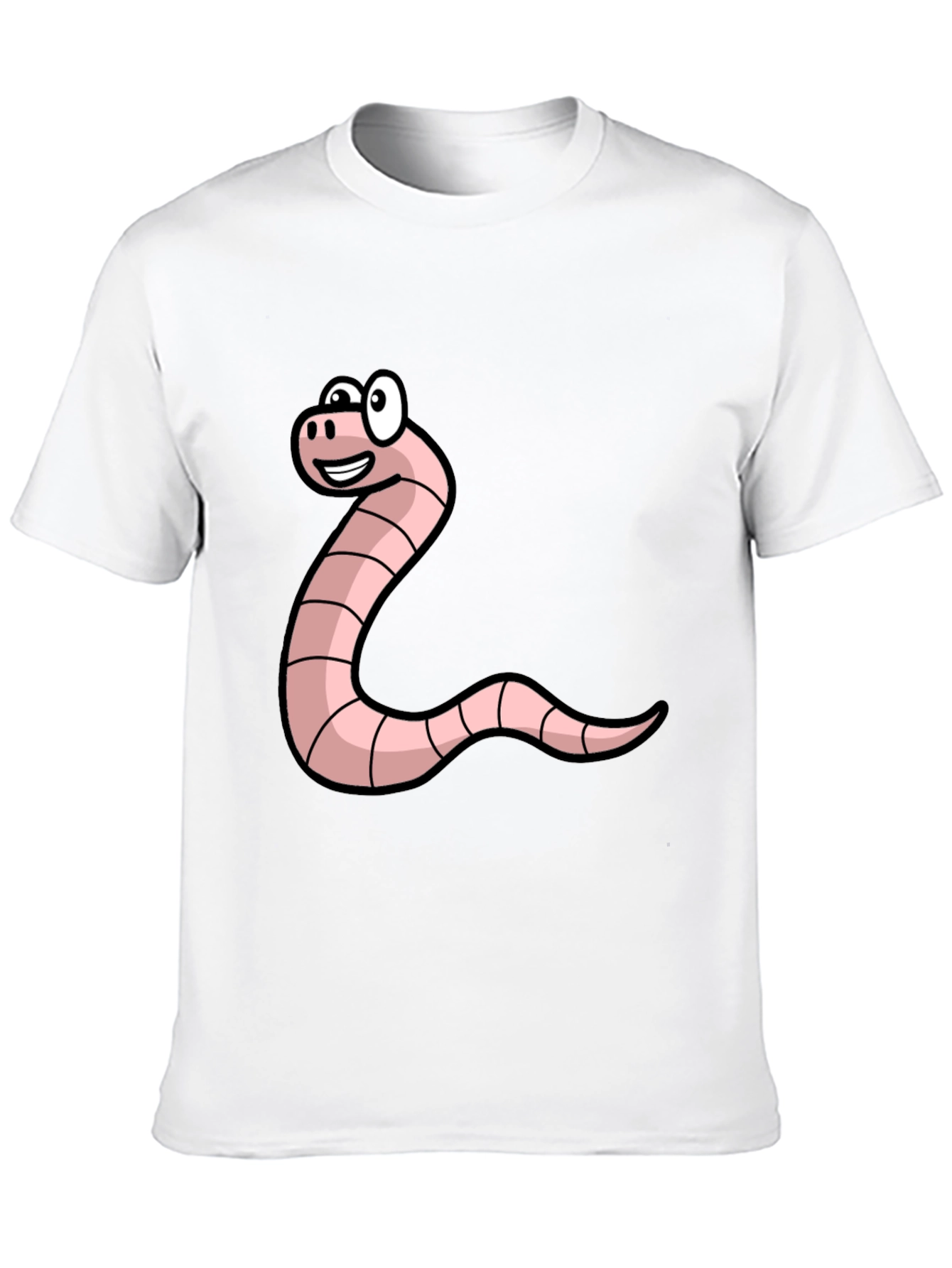 Black Funny Worm Cartoon Graphic Tee - Black Unisex T-Shirt view 10