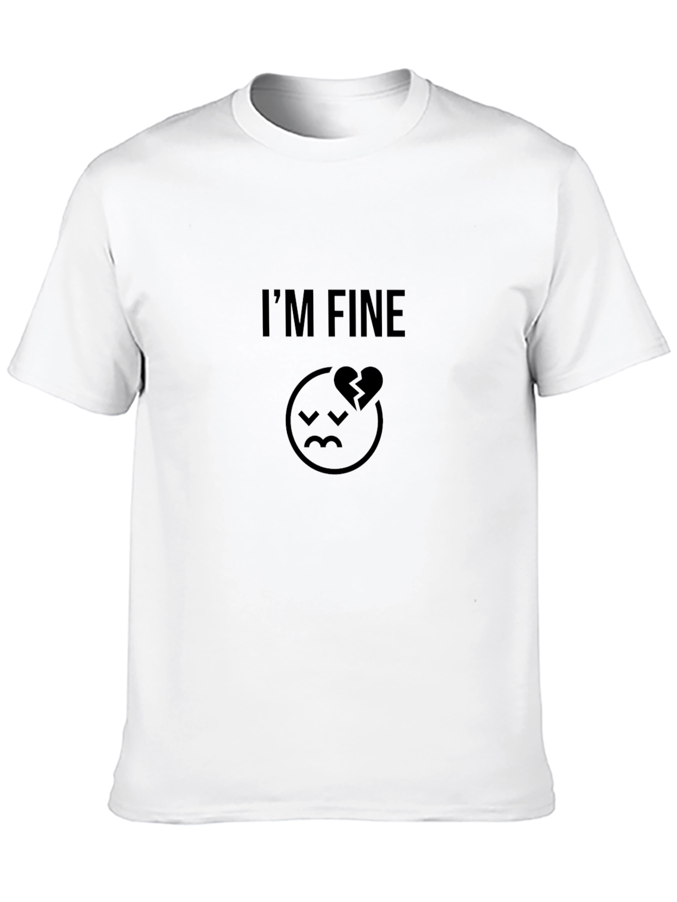 Black I'm Fine T-Shirt - Broken Heart Graphic Tee view 10