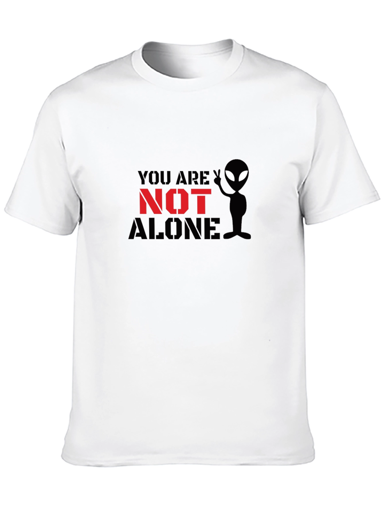 Black You Are Not Alone Alien Graphic T-Shirt view 10