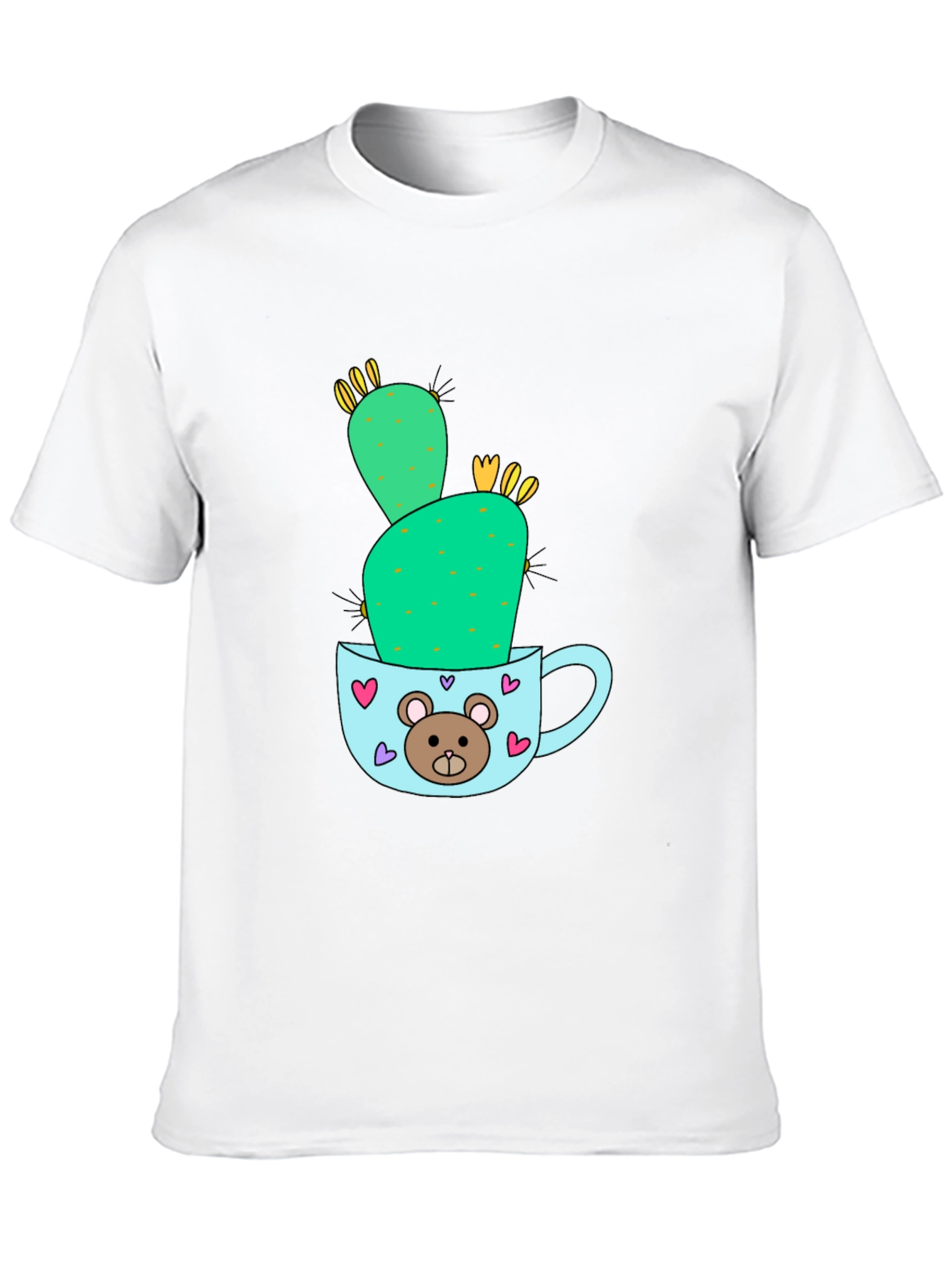 Black Cute Cactus in Mug Graphic Tee view 10