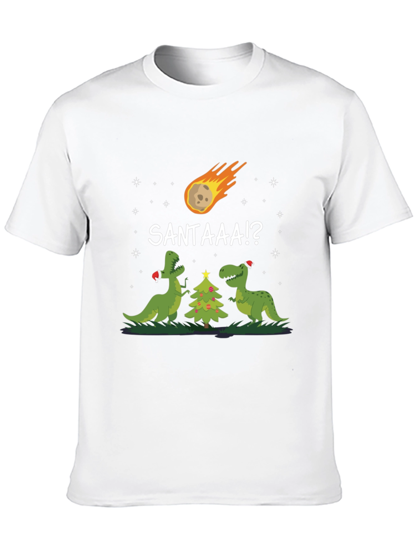 Black Dinosaur Christmas T-Shirt Santa Meteor Funny Tee view 10