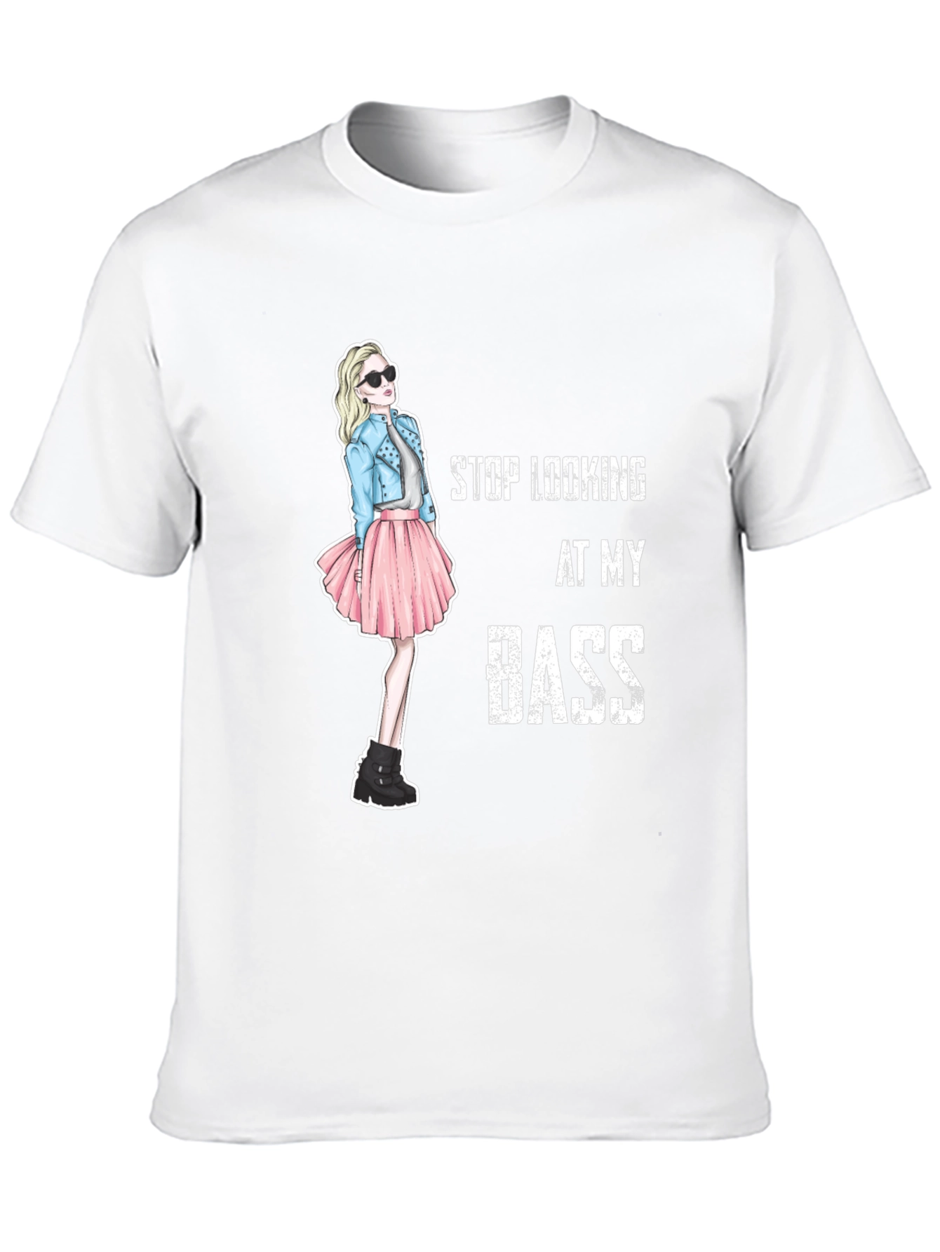 Black Stop Looking At My Bass Funny Graphic T-Shirt view 10