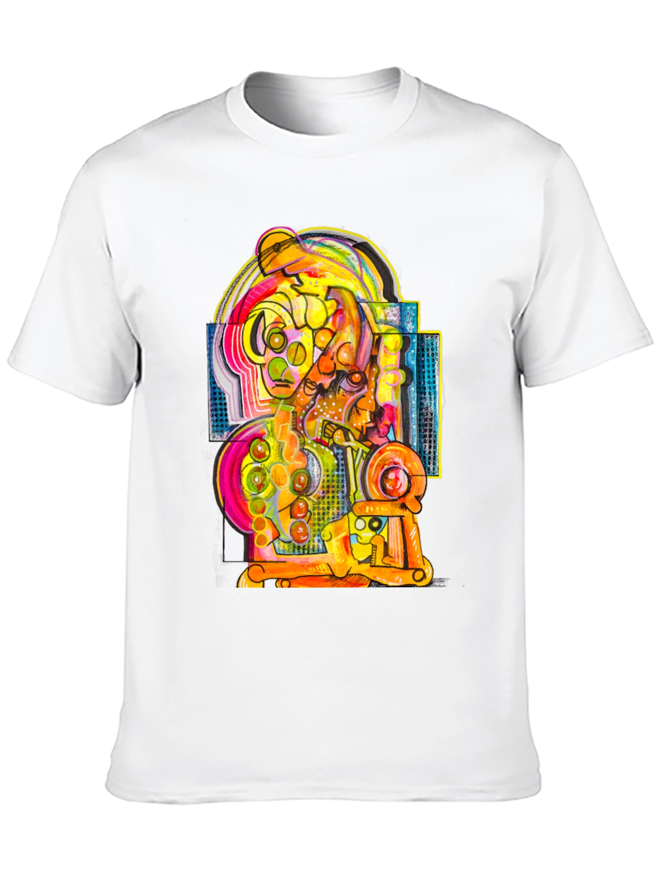 Black Abstract Art Graphic Tee - Unique Design, Black Cotton T-Shirt view 10