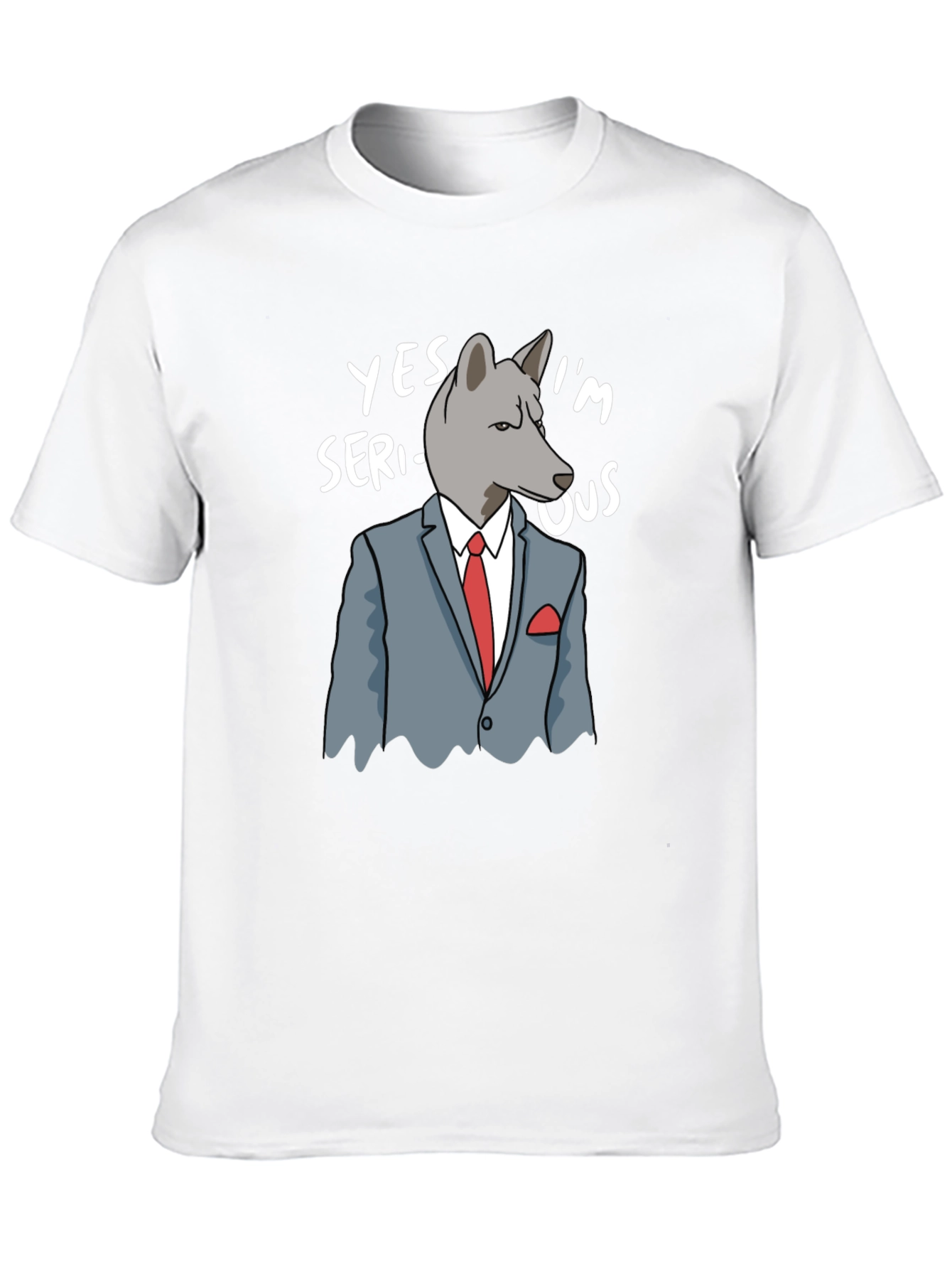 Black Serious Wolf Graphic T-Shirt - Funny Animal Tee view 10