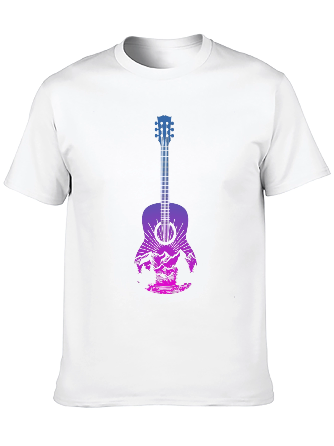 Black Guitar Landscape Graphic Tee - Mountain Sunset Design view 10