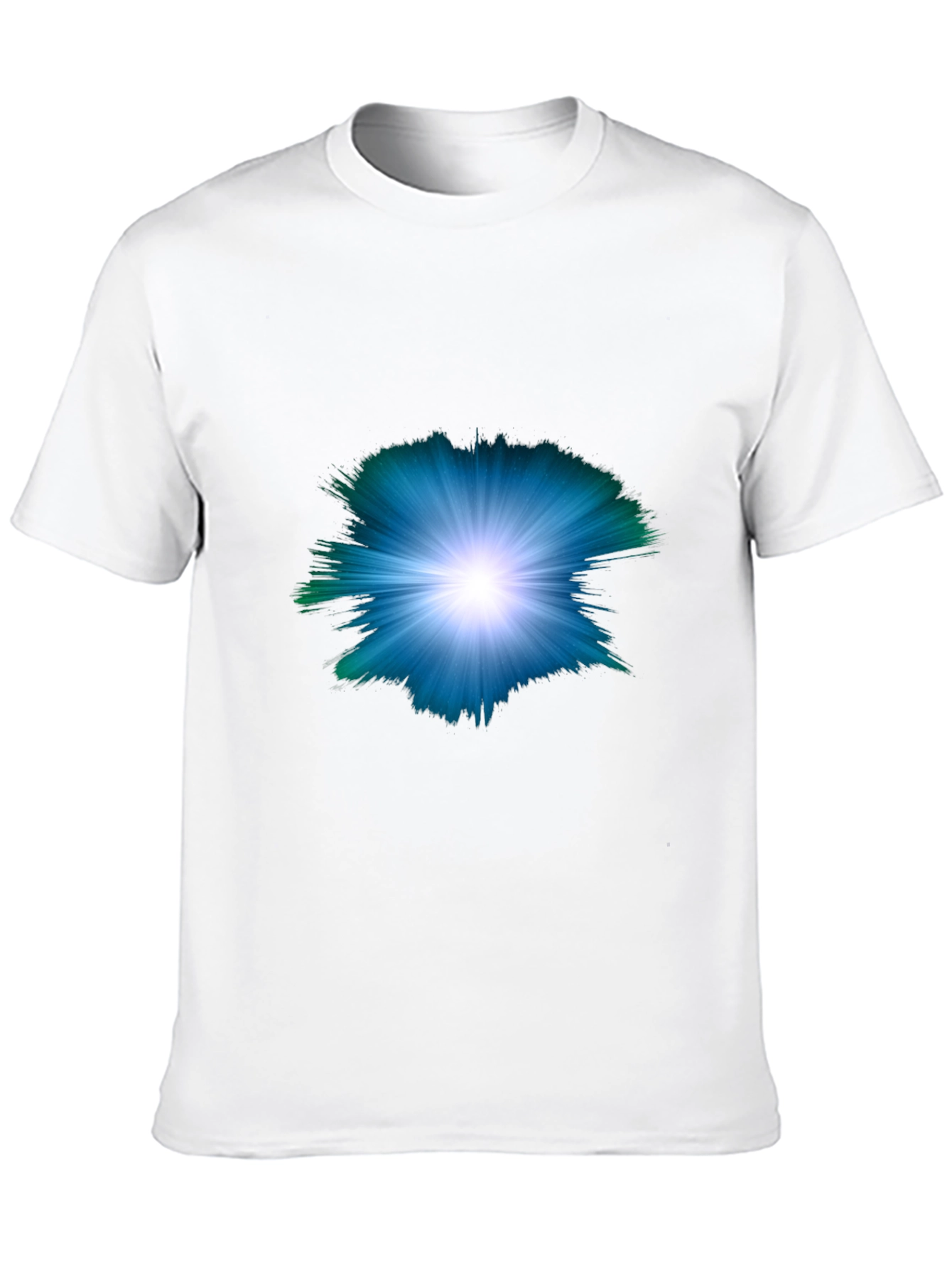 Black Men's Black T-shirt with Abstract Light Burst Design view 10
