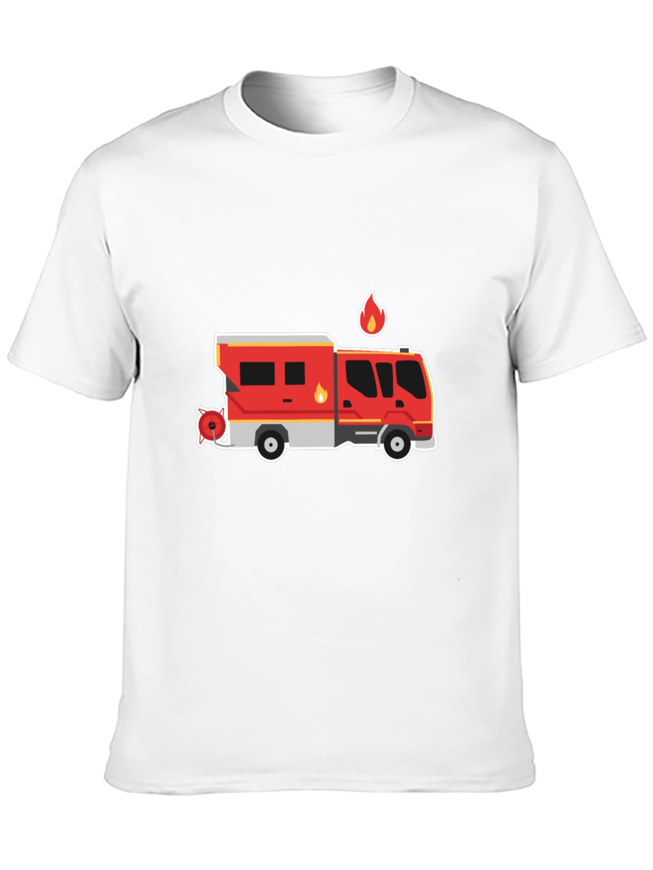 Black Fire Truck Graphic Tee - Black Cotton T-Shirt view 10