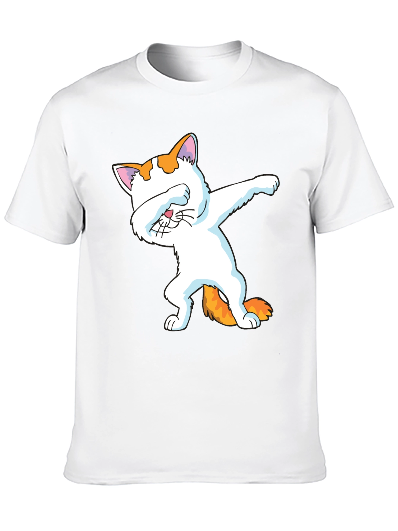 Black Dabbing Cat Graphic Tee - Black Cotton Shirt view 10