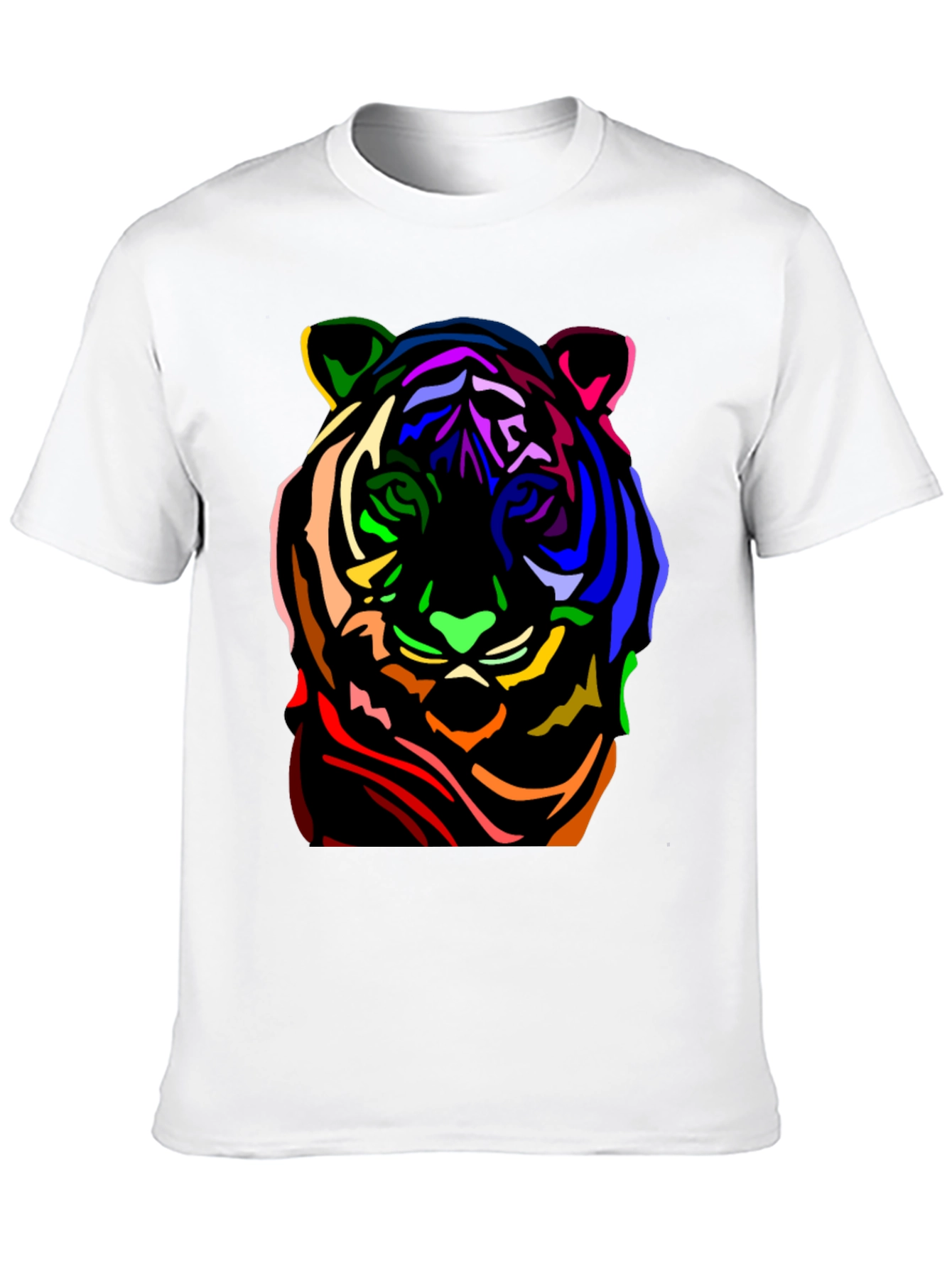 Black Colorful Tiger Graphic Black T-Shirt view 10