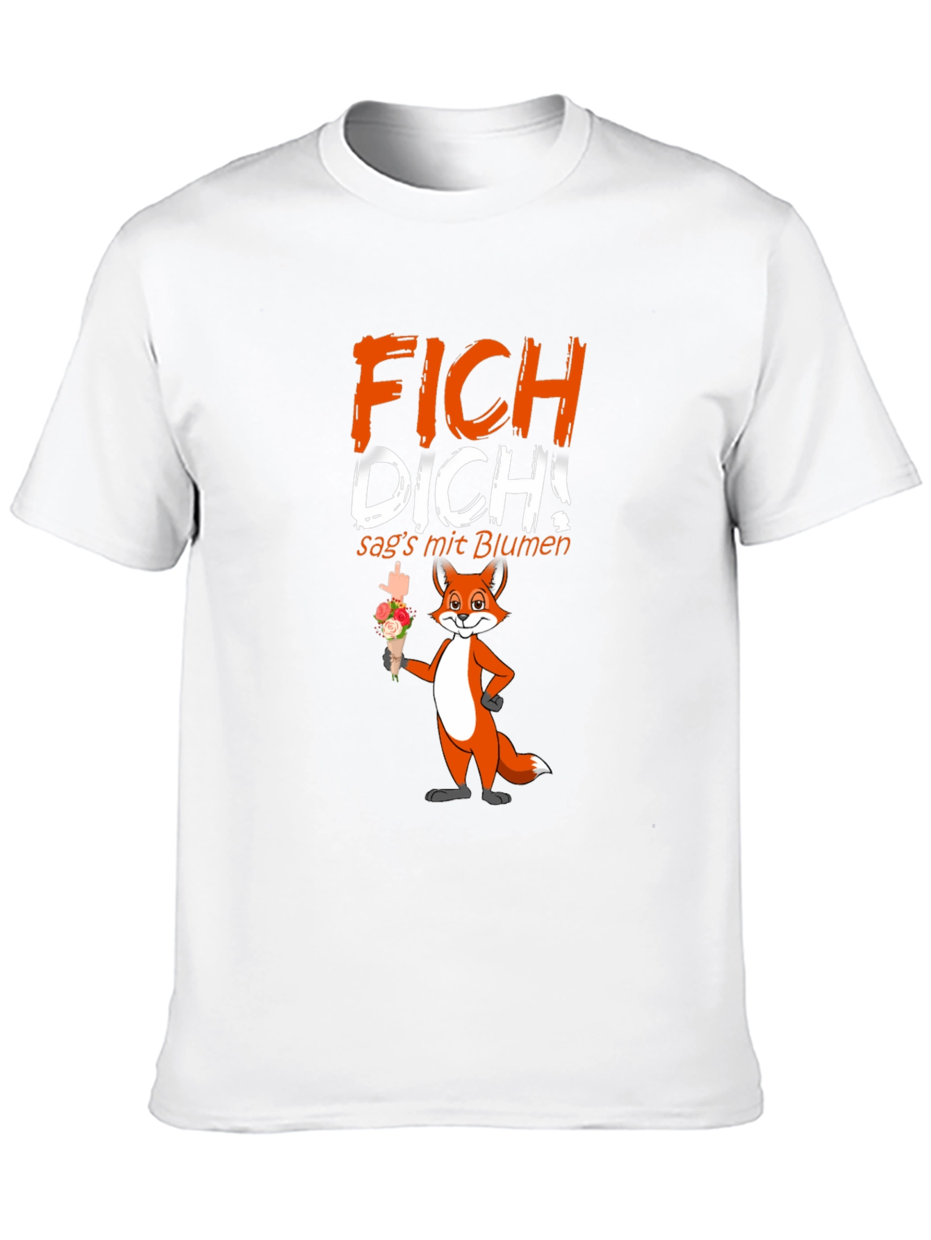 Black FICH DICH! Fox Graphic T-Shirt - Funny Offensive Humor view 10