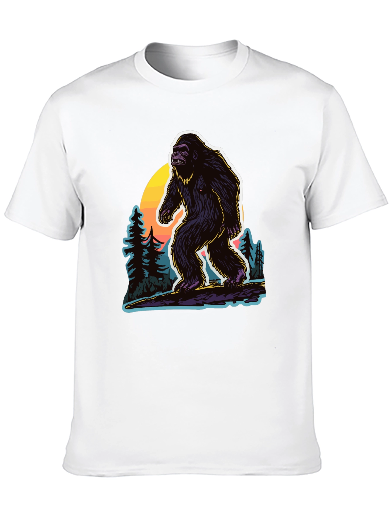 Black Bigfoot Sunset Tee - Cryptid Adventure Shirt view 10