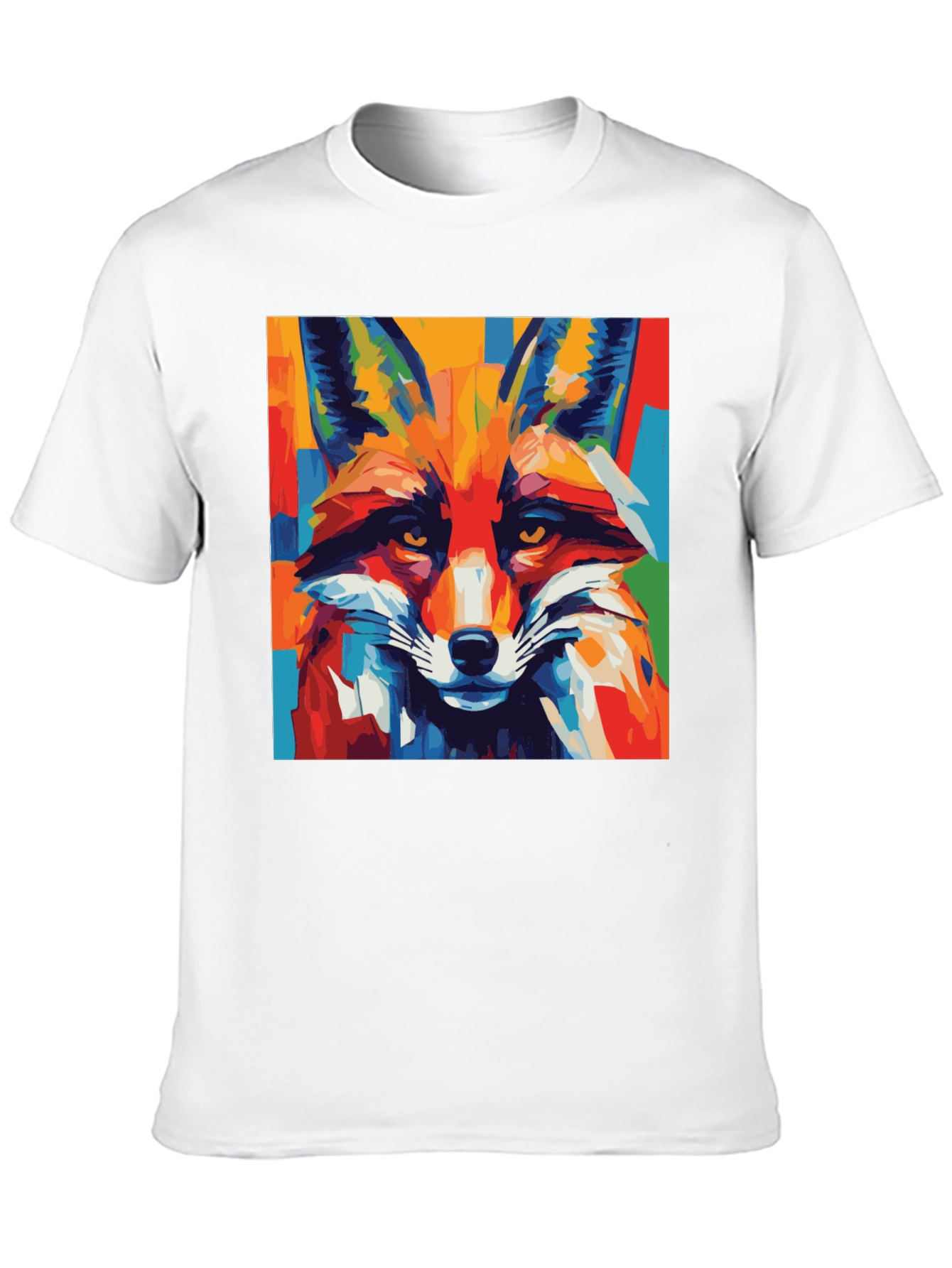 Black Abstract Fox Graphic Tee - Bold Animal Print Shirt view 10