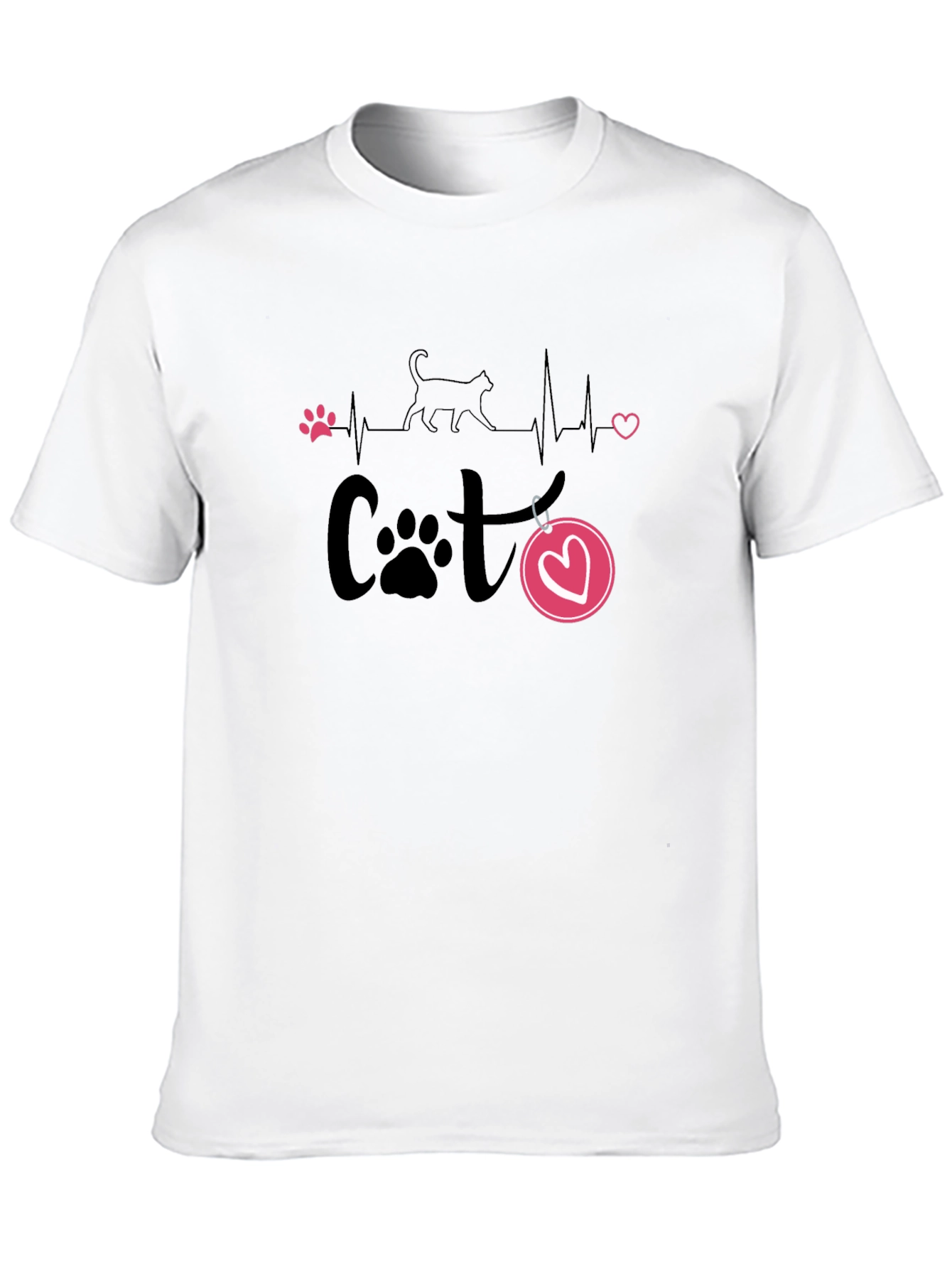 Black Cat Lover Heartbeat T-Shirt view 10