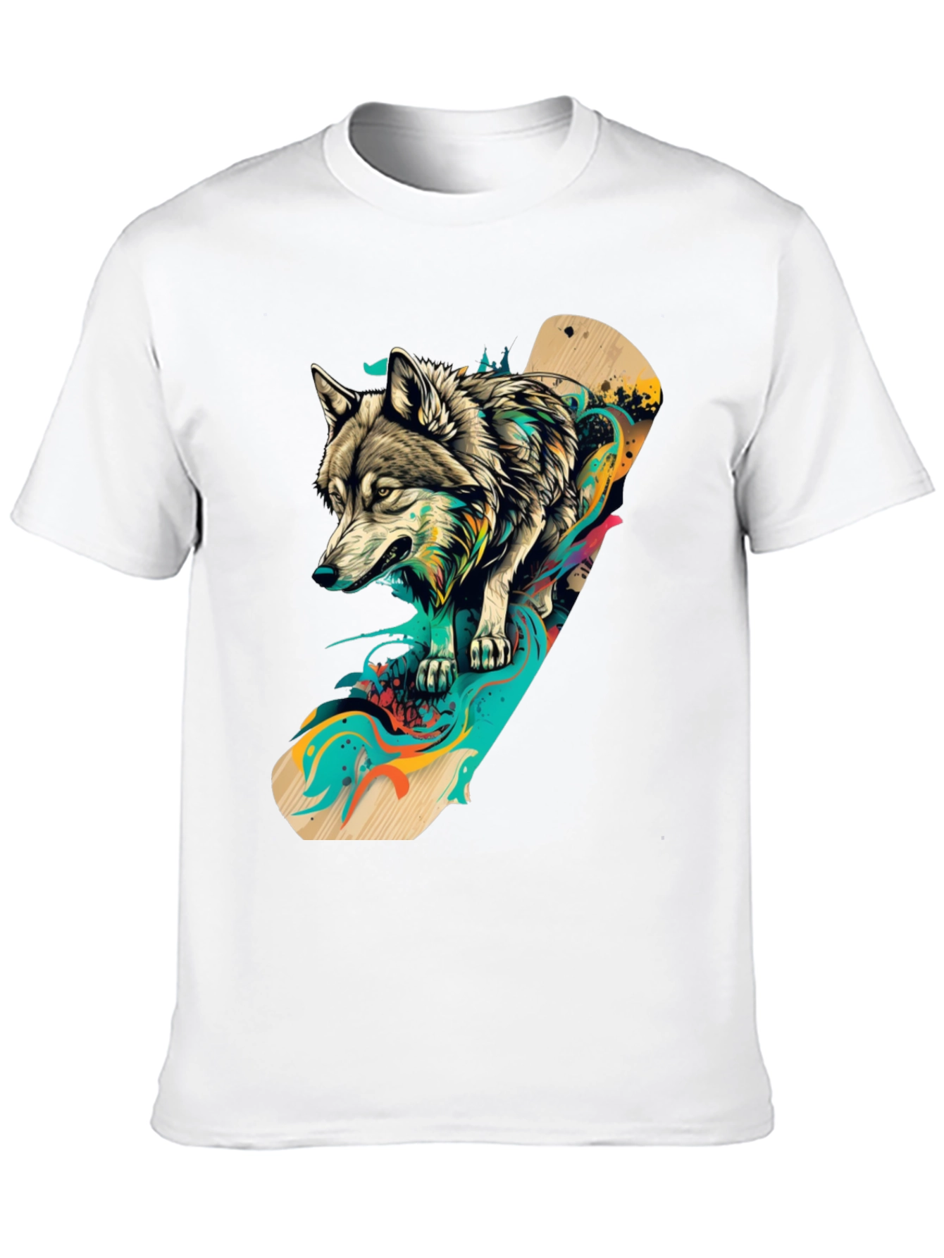 Black Wolf Skateboard Graphic Black T-Shirt view 10