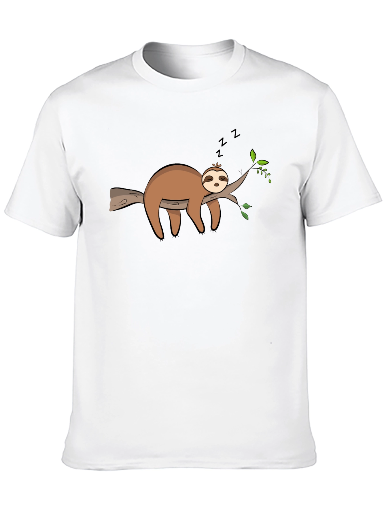 Black Cute Sleeping Sloth On Branch Graphic T-Shirt view 10