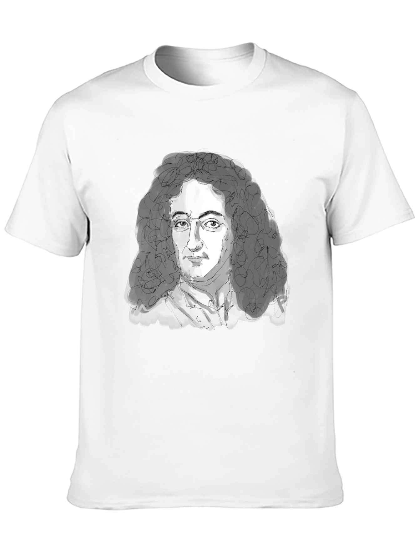 Black Leibniz Portrait T-Shirt - Black Graphic Tee view 10