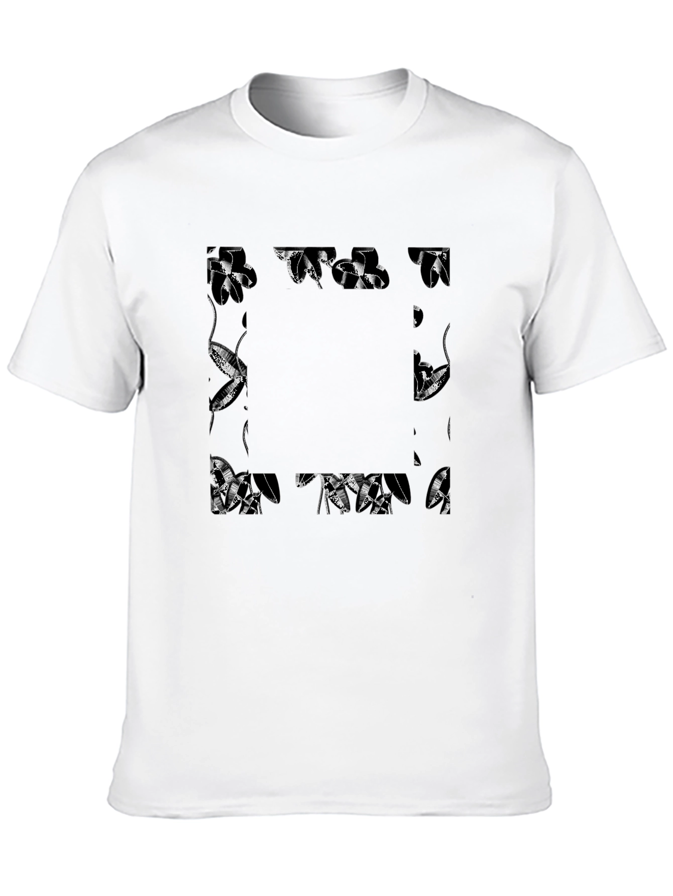 Black Abstract Geometric Print Black T-Shirt view 10