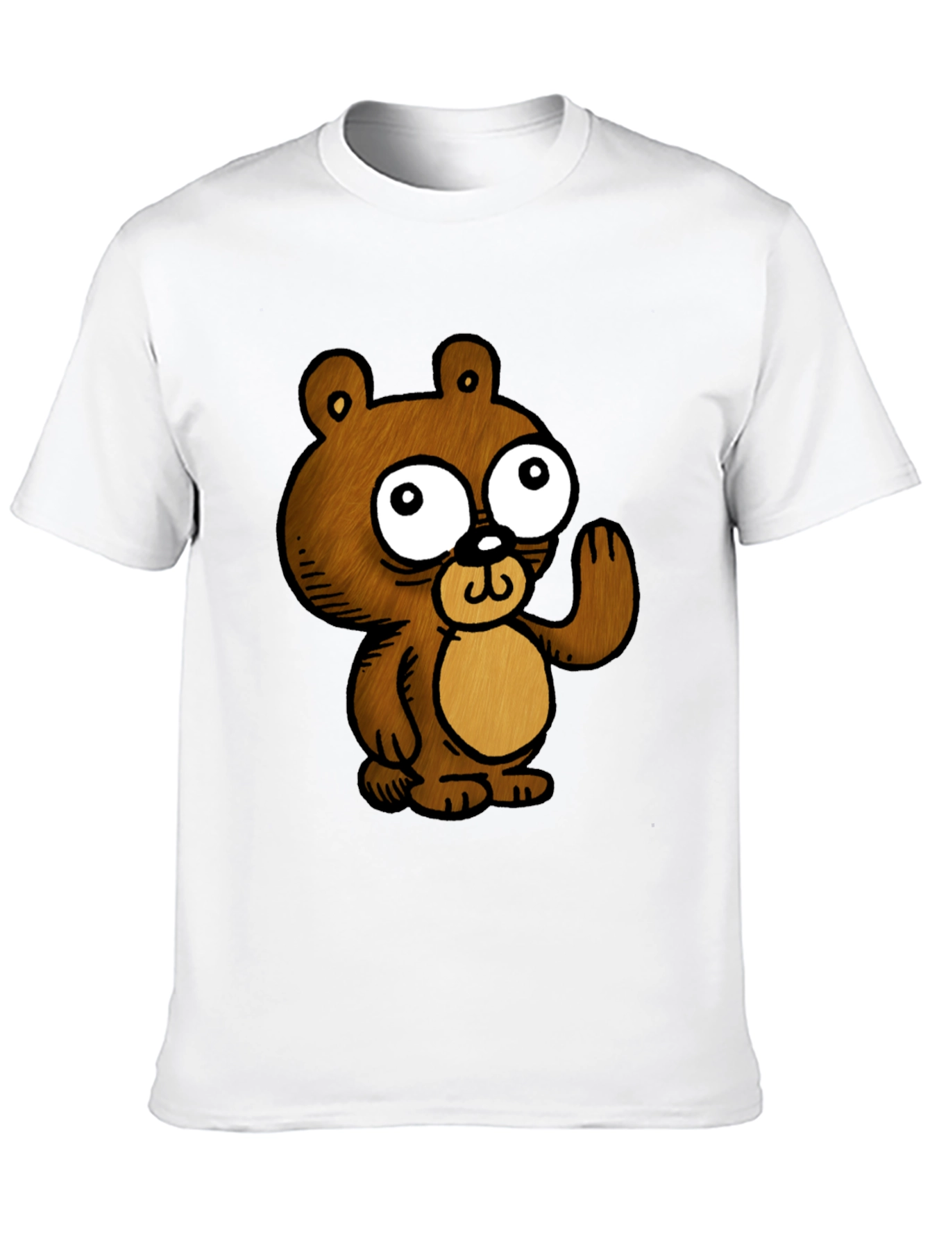 Black Cartoon Bear Graphic Black T-Shirt view 10