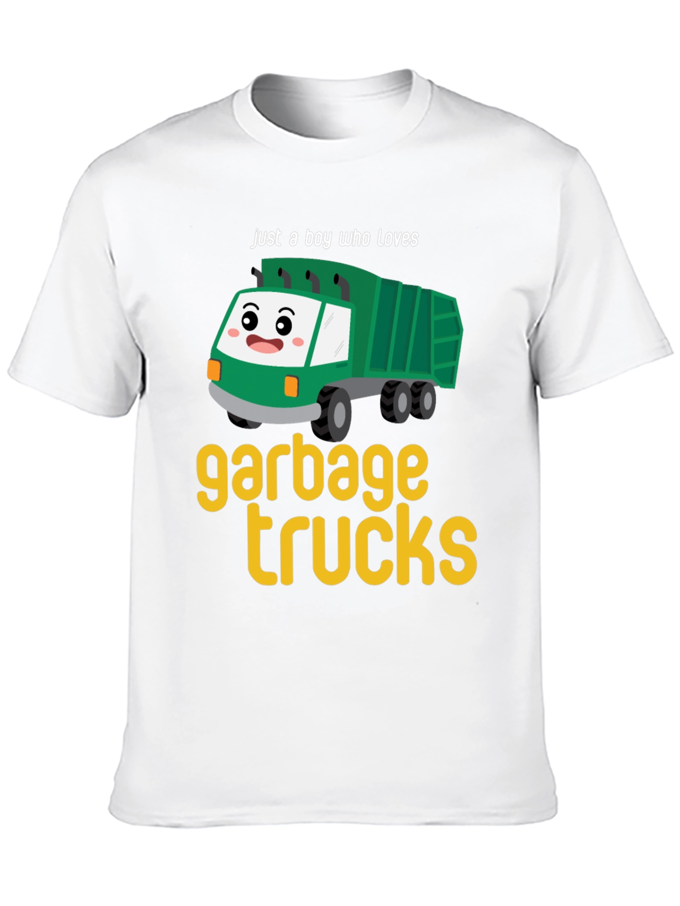 Black Garbage Truck Lover Tee - Boy's Cute Cartoon Truck T-Shirt view 10