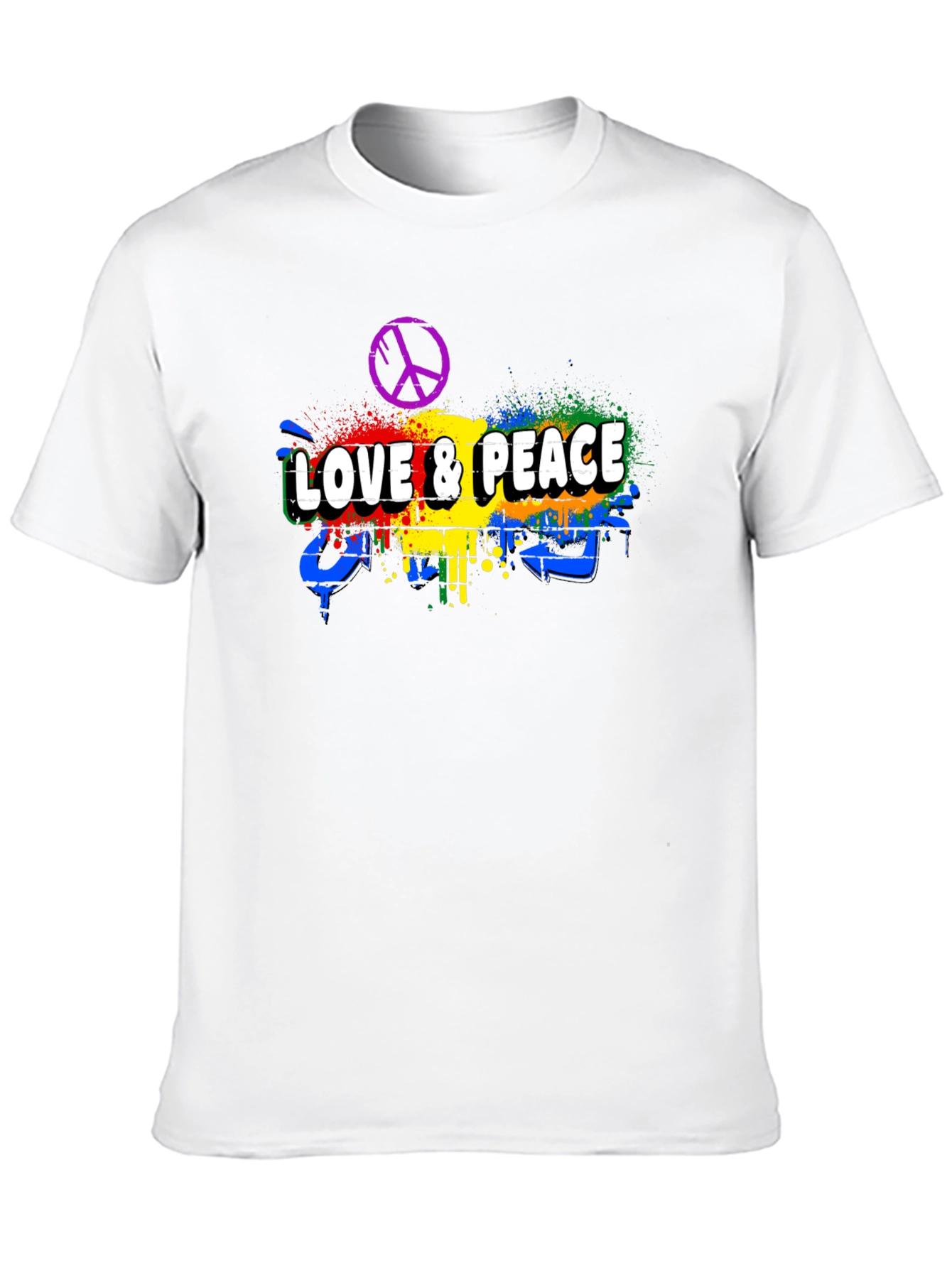 Black Love & Peace Graphic Tee - Men's Black T-Shirt view 10
