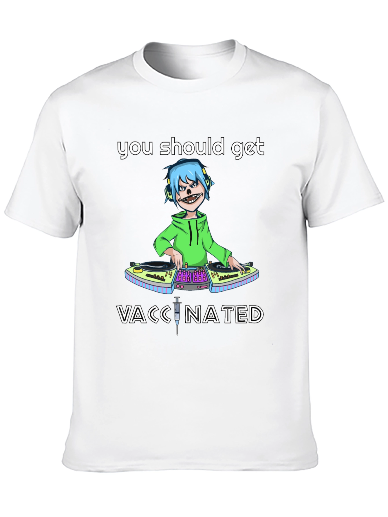 Black Vaccinated DJ Graphic Tee - Stylish & Comfy view 10