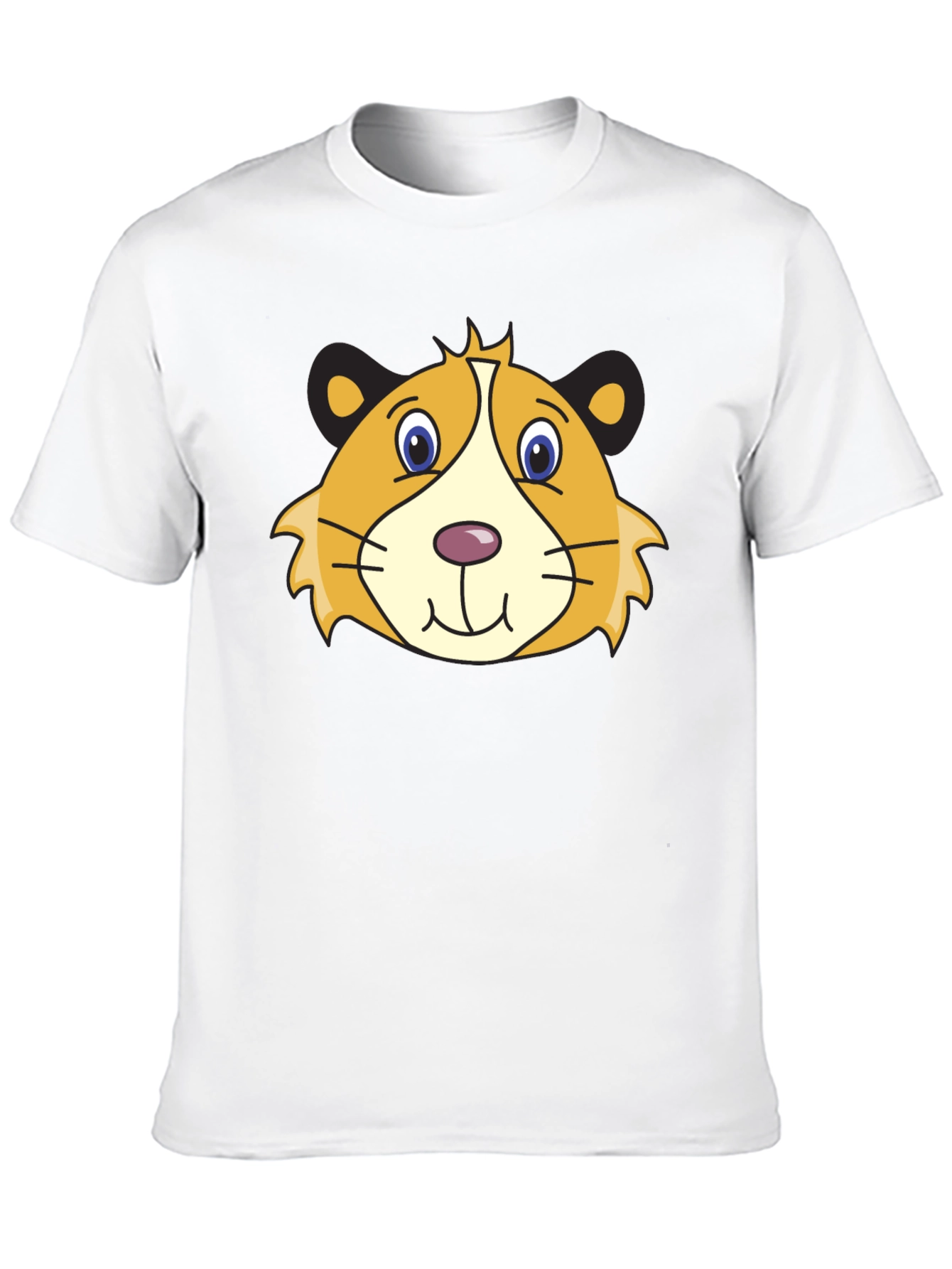 Black Cartoon Guinea Pig Graphic Tee - Black Cotton T-Shirt view 10