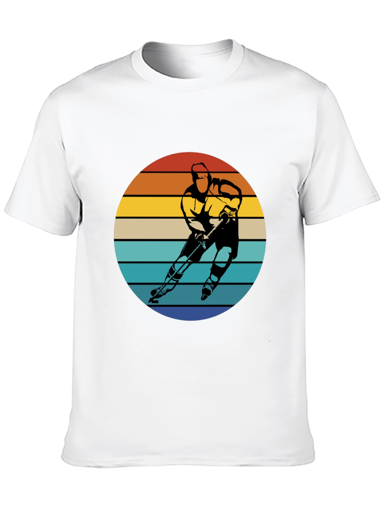 Black Retro Hockey Player T-Shirt - Vintage Style Graphic Tee view 10