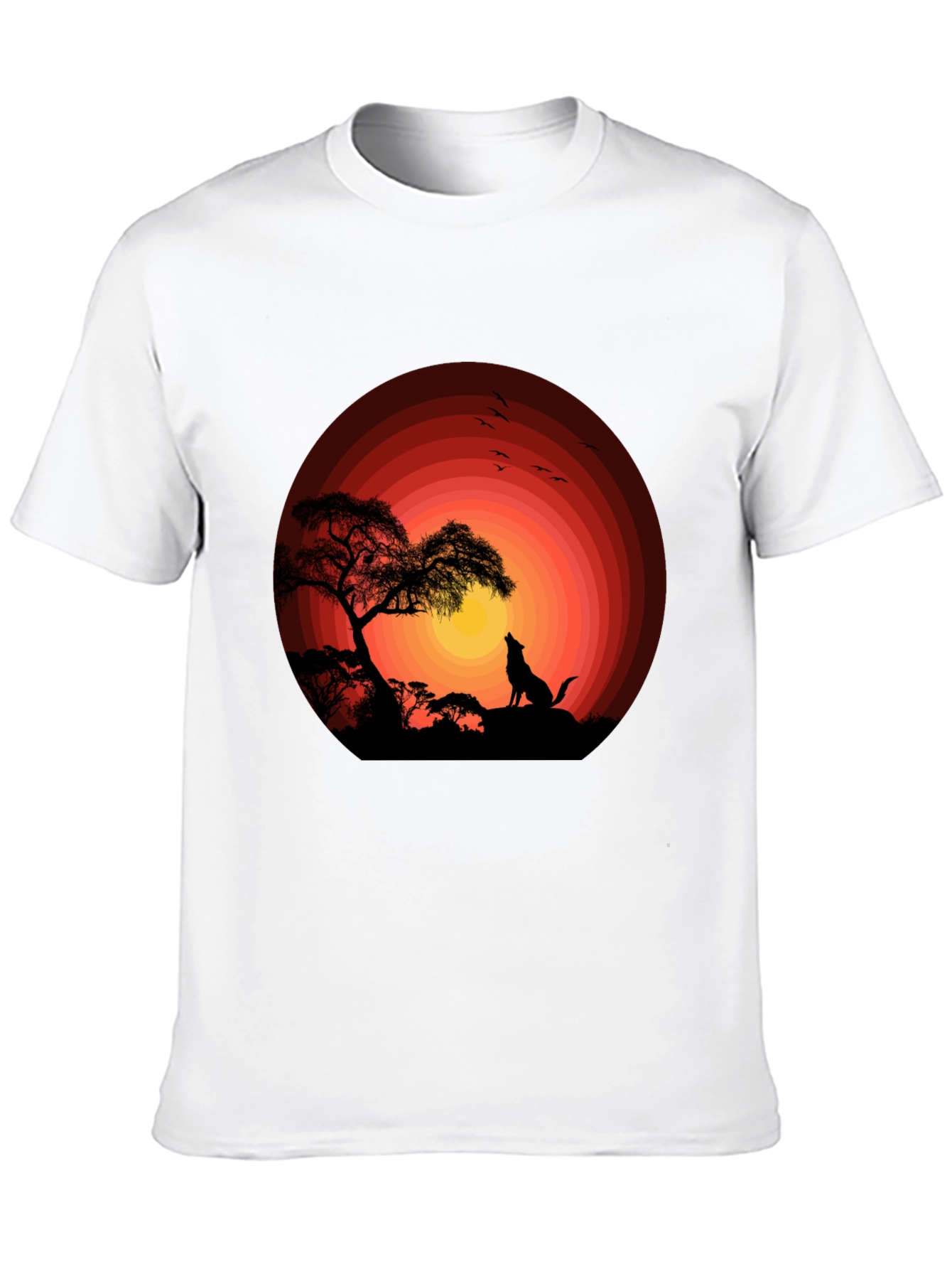 Black Wolf Sunset Graphic Tee - Black Cotton T-Shirt view 10