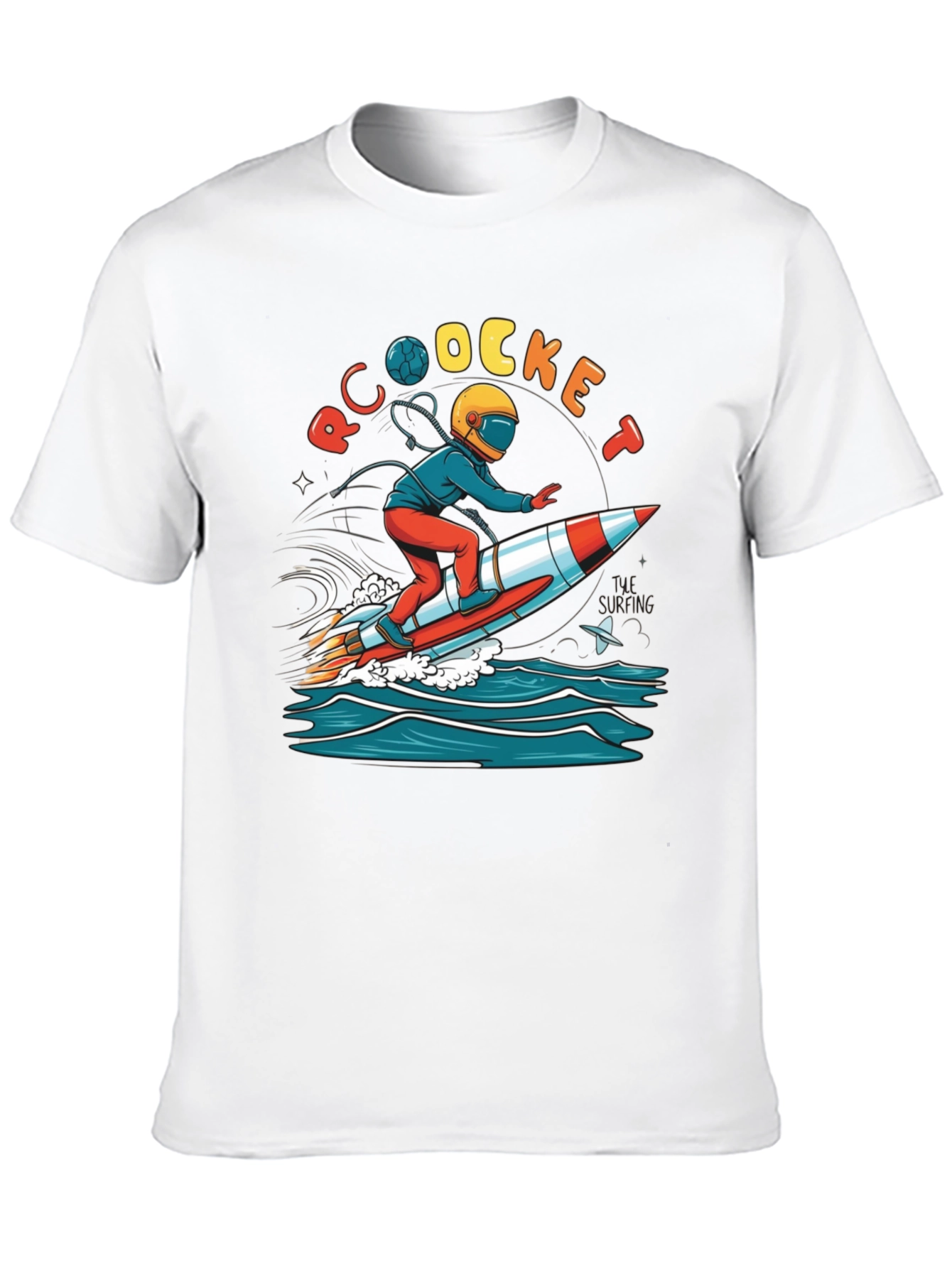 Black Rocket Surfing T-Shirt - Unique Graphic Tee view 10