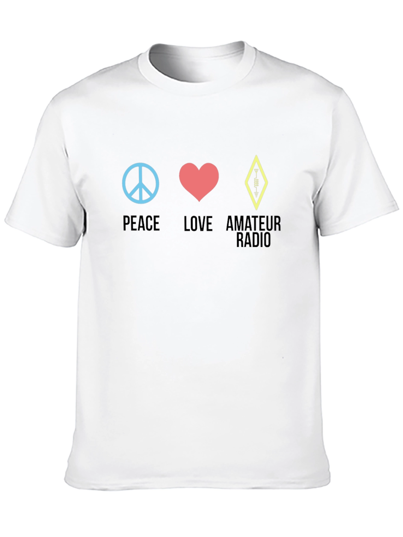 Black Peace Love Amateur Radio T-Shirt - Black view 10