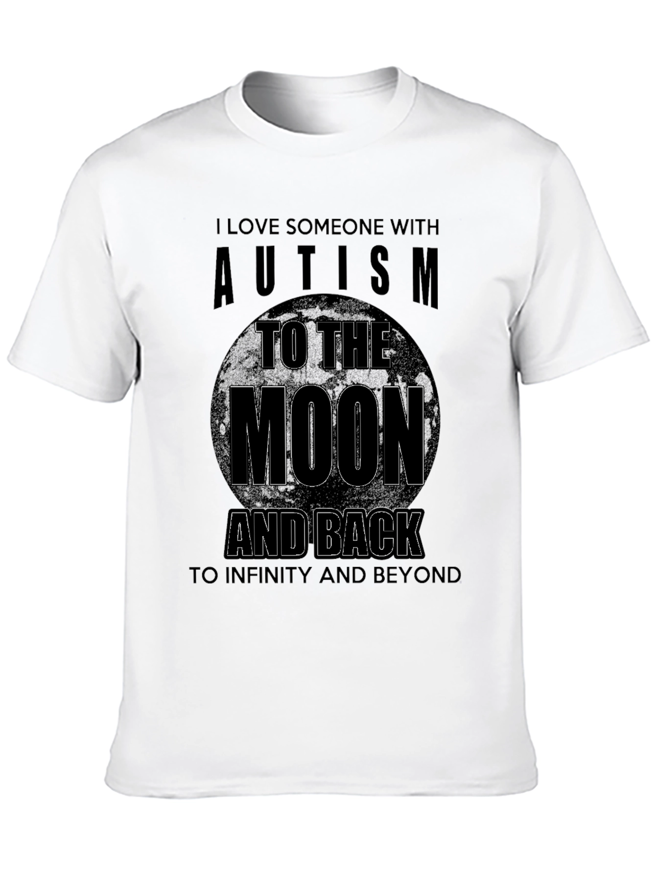 Black Autism Awareness T-Shirt - Love to the Moon and Back view 10
