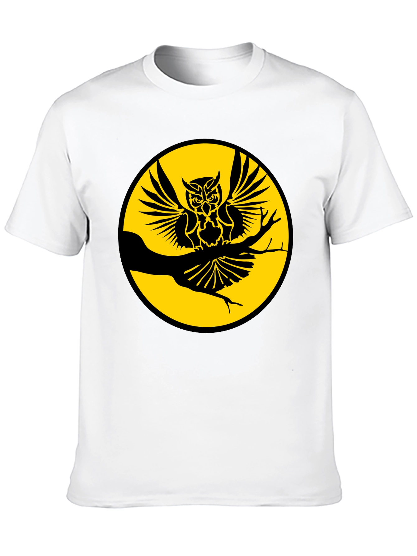 Black Owl on Branch Graphic Tee - Men's Black T-Shirt view 10