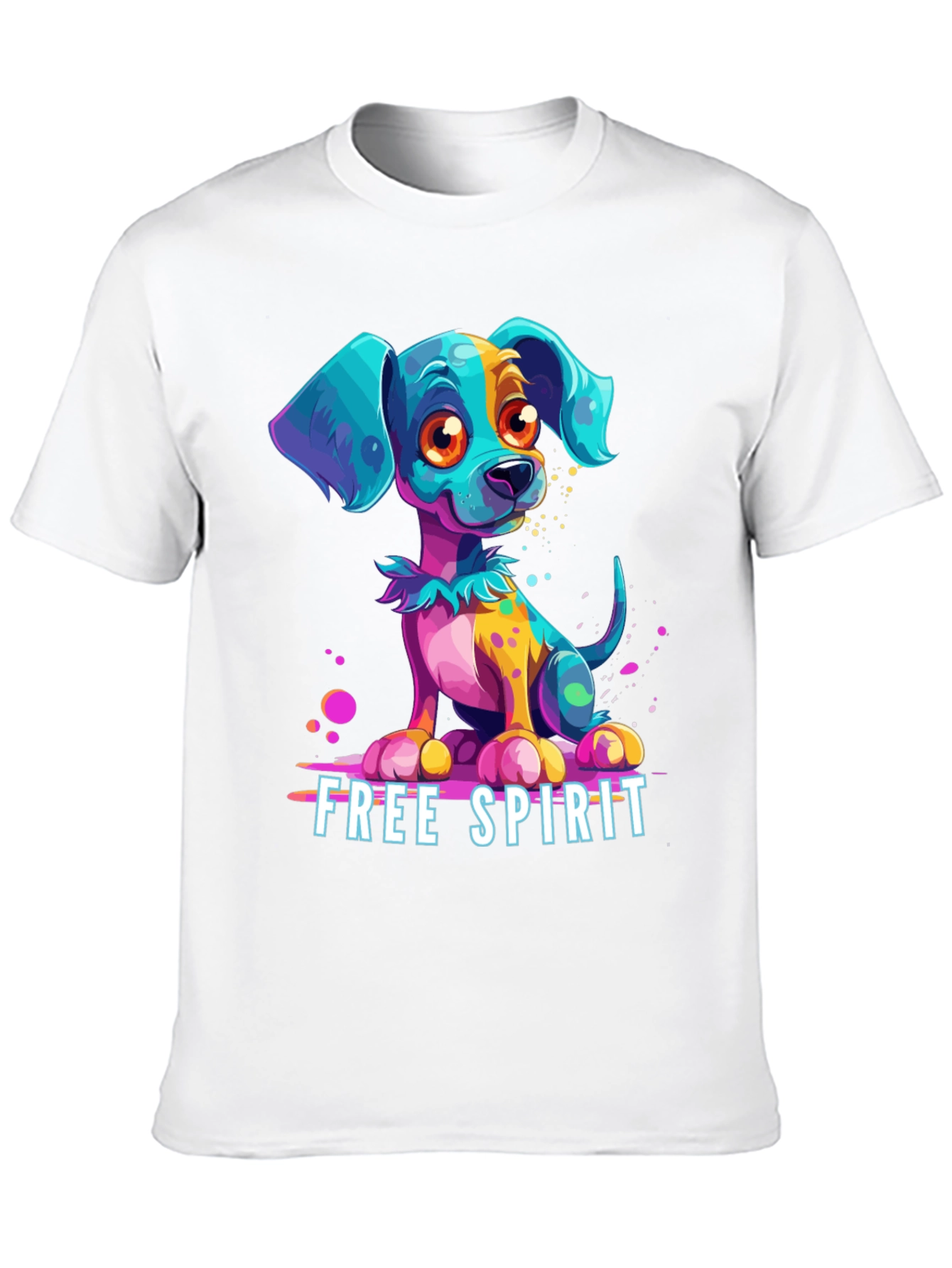 Black Free Spirit Dog Graphic Tee - Unique Colorful Puppy Design view 10