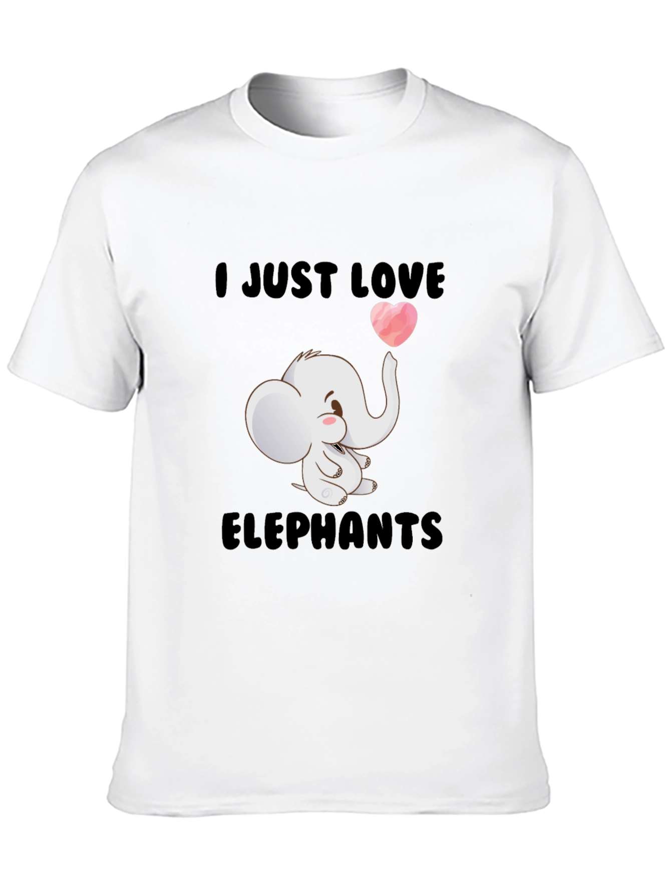 Black I Love Elephants Black T-Shirt view 10
