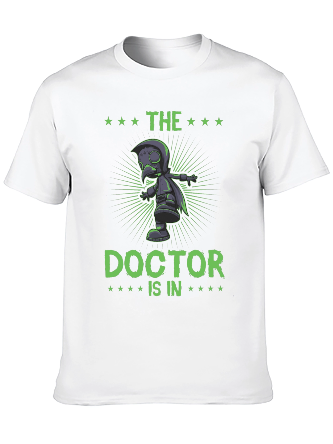 Black The Doctor Is In T-Shirt Plague Doctor Graphic Novelty Tee view 10