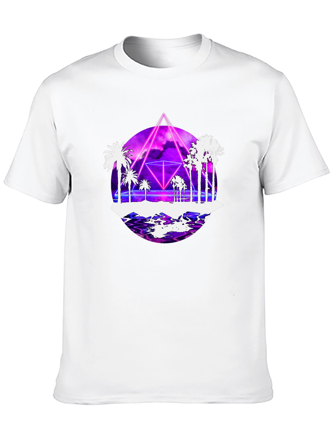 Black Retro Wave Tee: Synthwave Palm Tree Design view 10