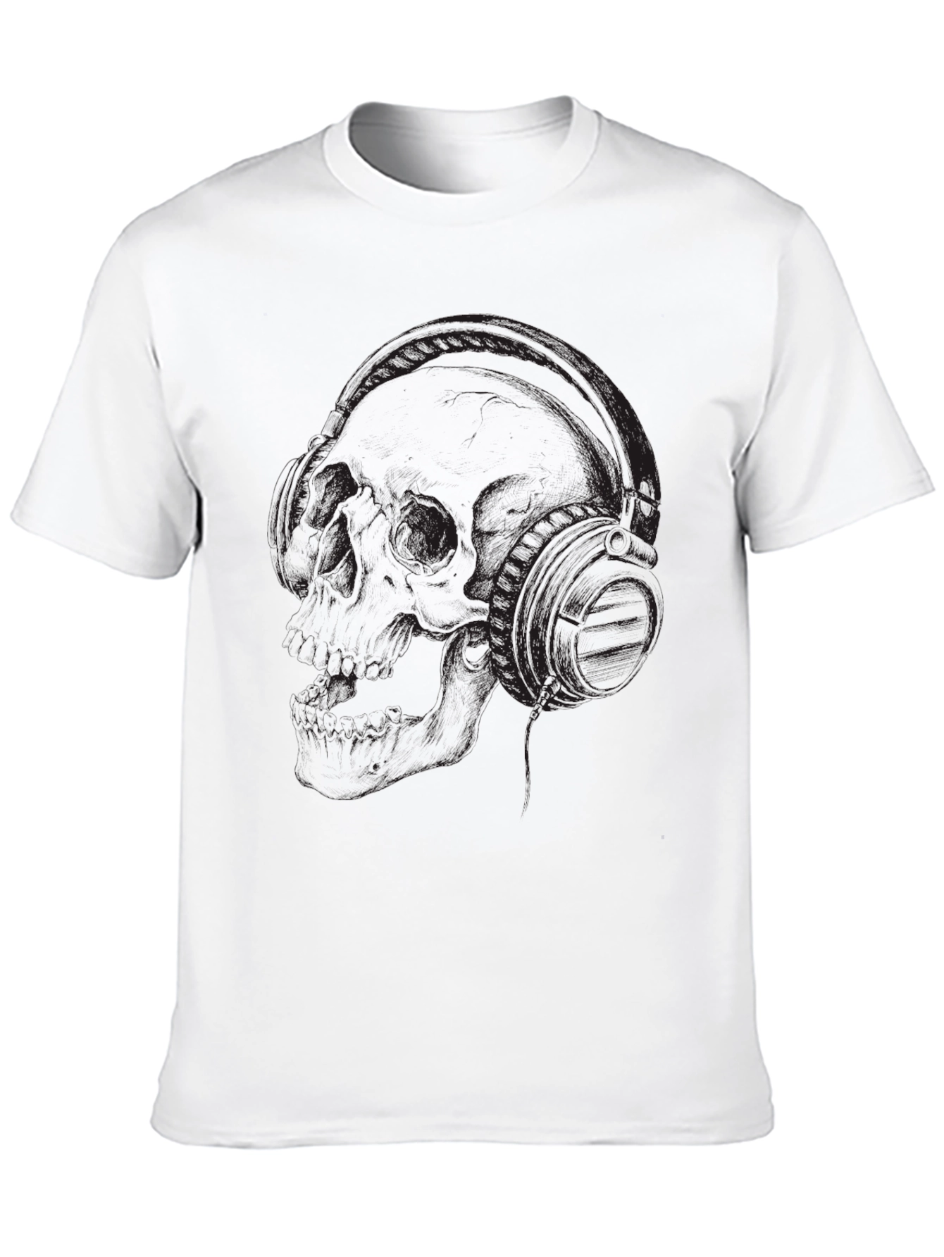 Black Skull and Headphones Graphic T-Shirt - Dark Style view 10