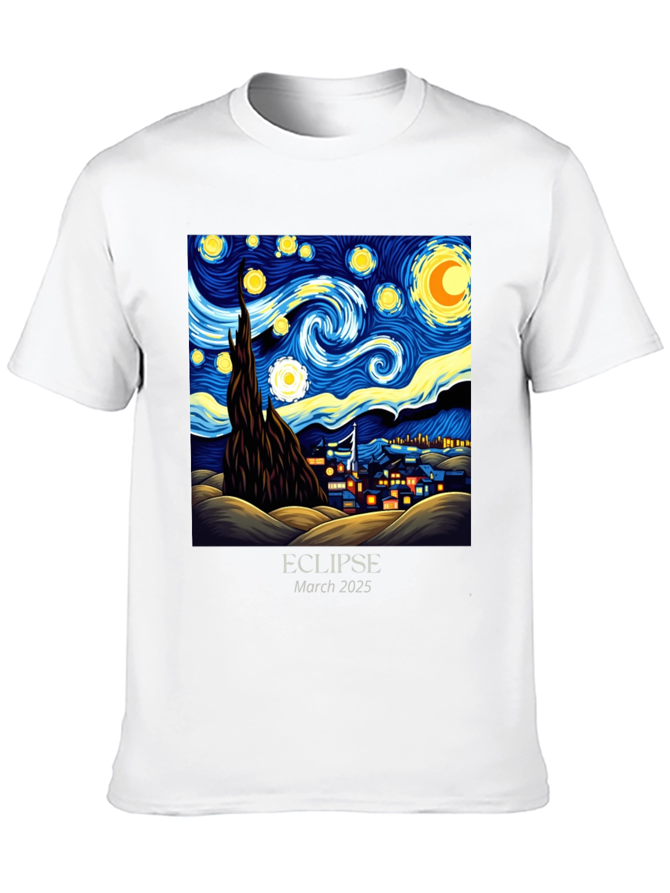 Black Starry Night Eclipse 2025 Graphic Tee view 10