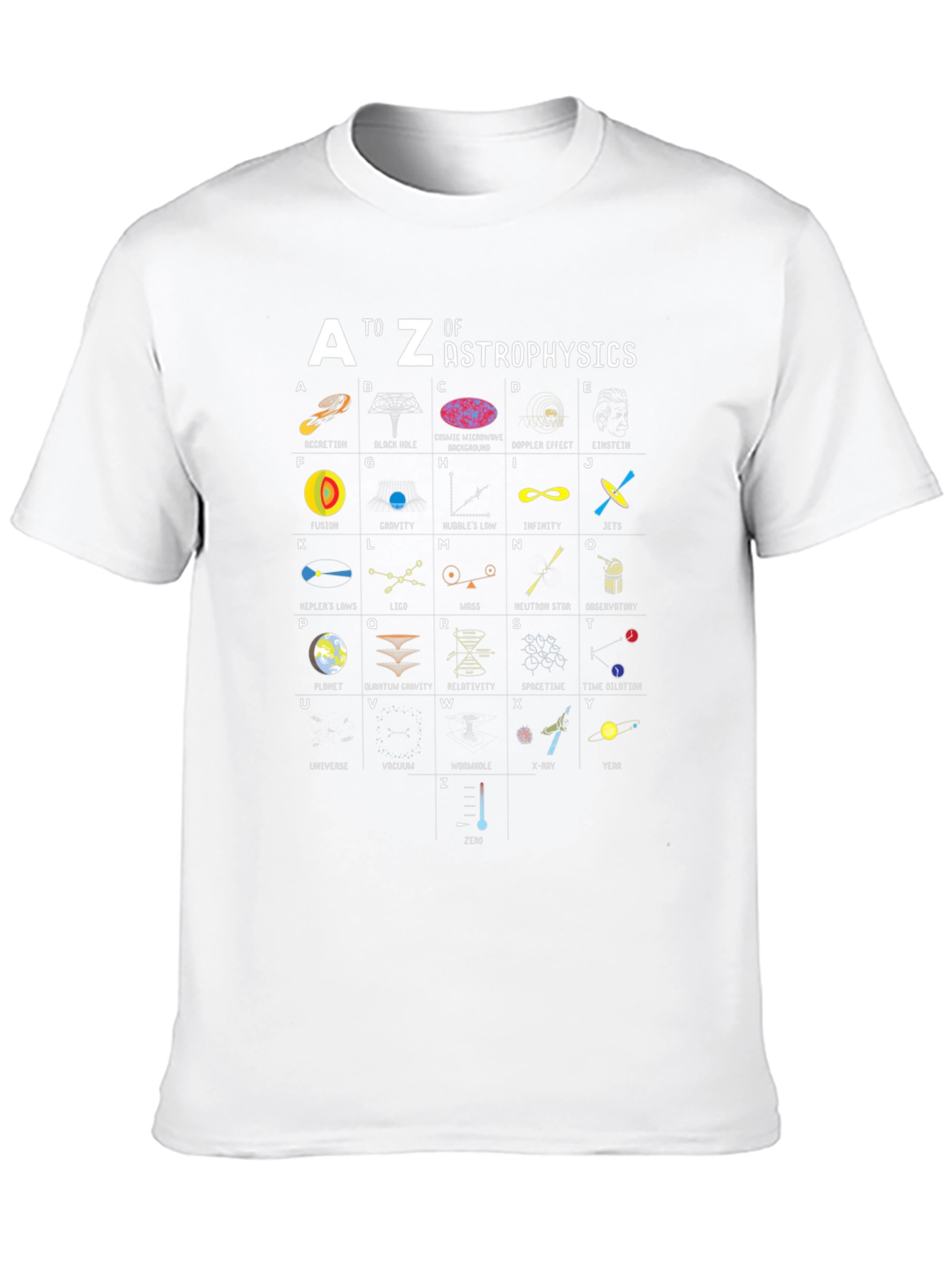 Black A to Z of Astrophysics T-Shirt - Science Tee view 10