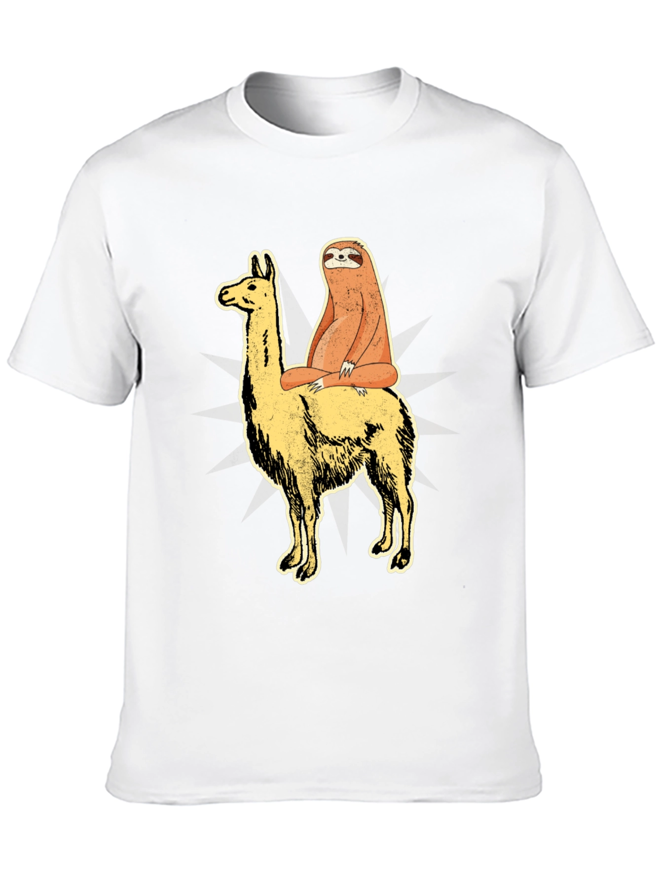 Black Sloth Riding Llama Graphic Tee - Unisex T-Shirt view 10