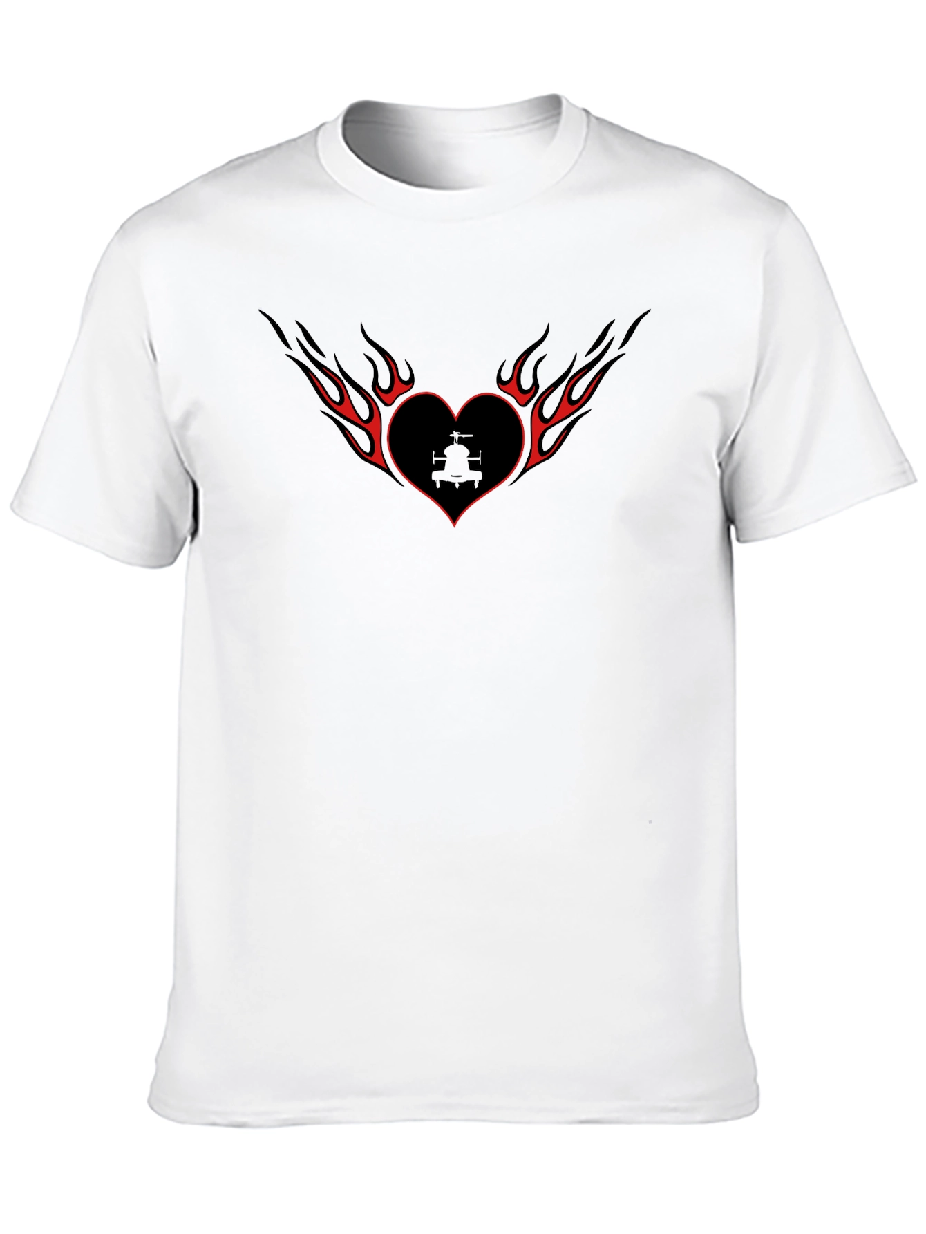 Black Flaming Heart Graphic Tee - Black view 10