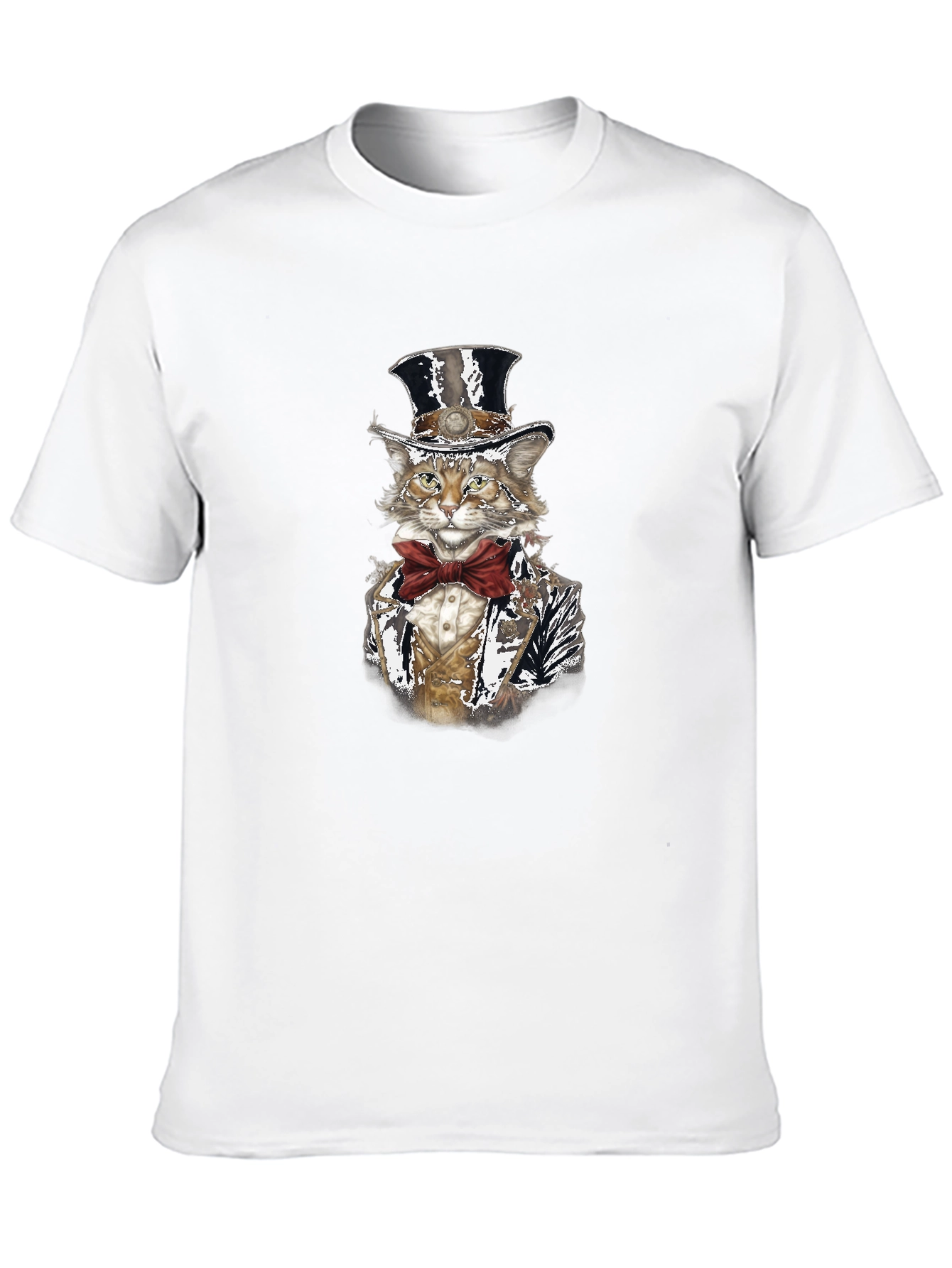Black Gentleman Cat T-Shirt - Top Hat & Bowtie view 10
