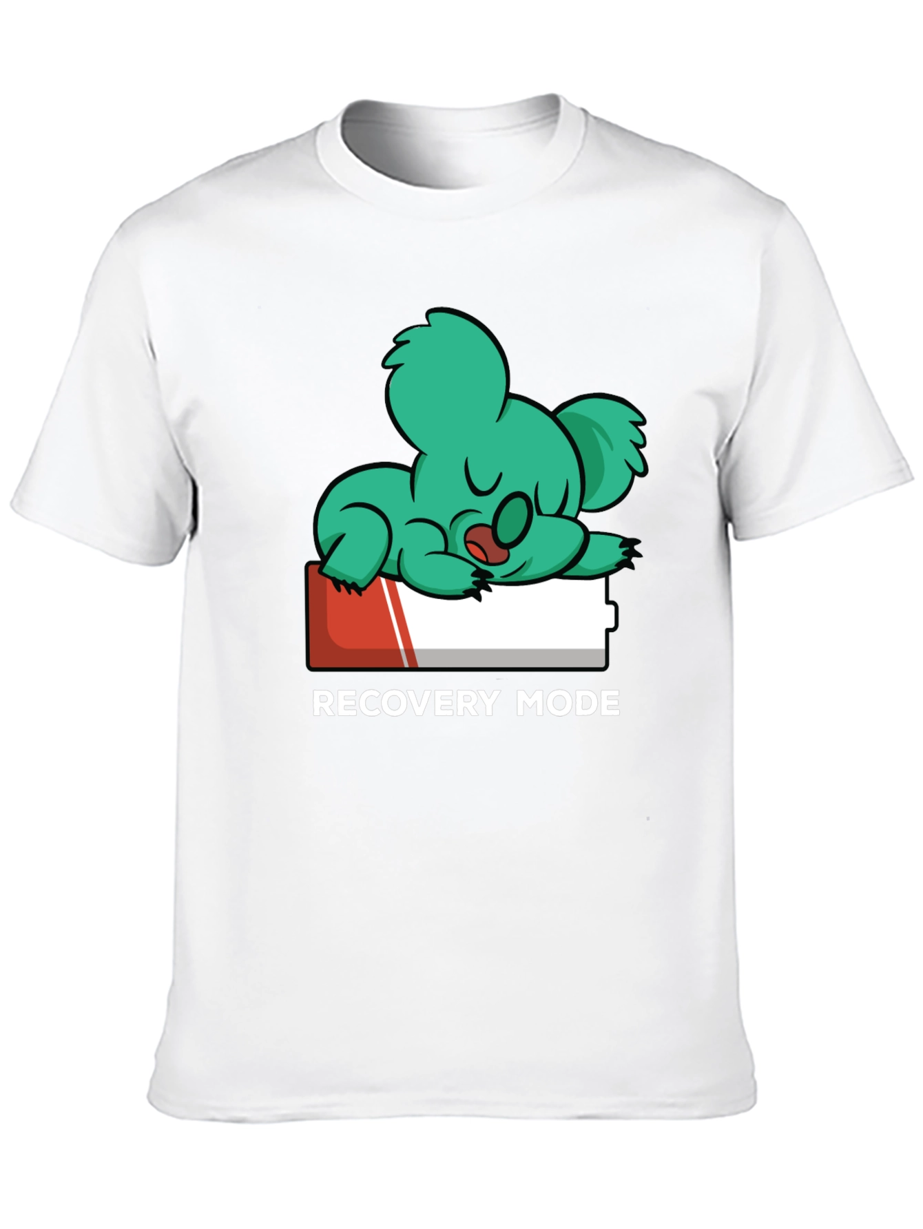 Black Recovery Mode T-Shirt: Sleepy Koala on Low Battery view 10