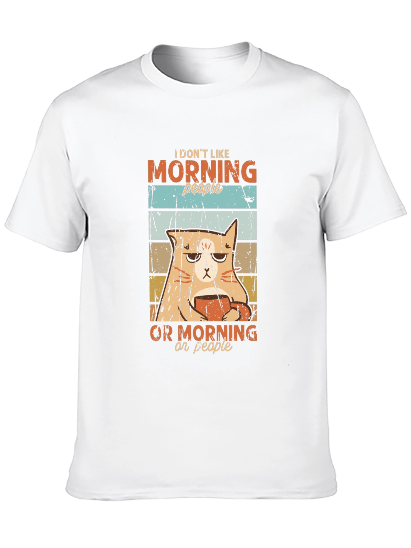 Black Funny Cat Morning People Graphic T-Shirt view 10