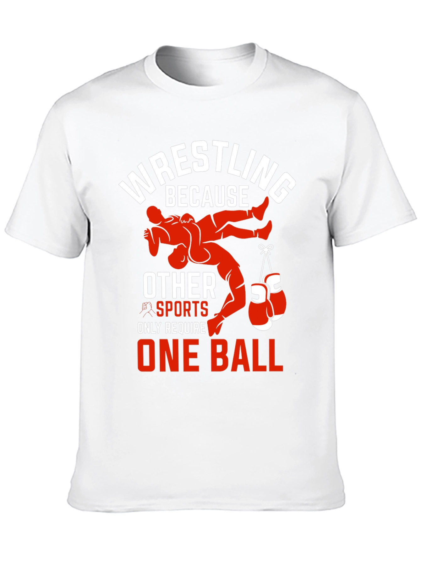 Black Wrestling T-Shirt - One Ball Funny Tee view 10