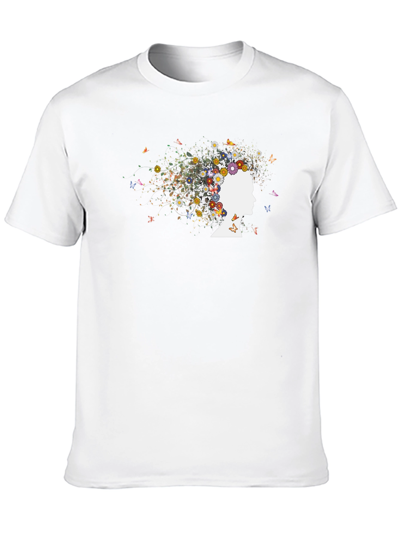 Black Floral Mind T-Shirt - Nature Inspired Graphic Tee view 10
