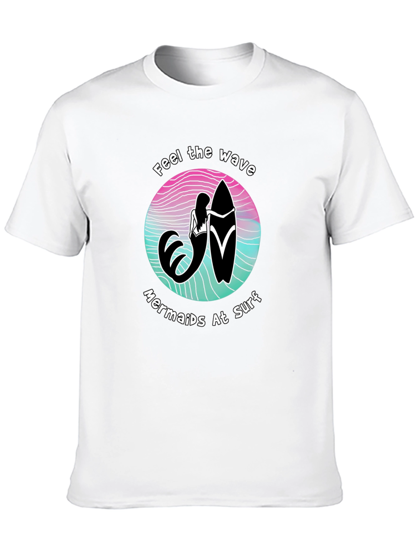 Black Mermaids at Surf T-Shirt - Feel the Wave Graphic Tee view 10