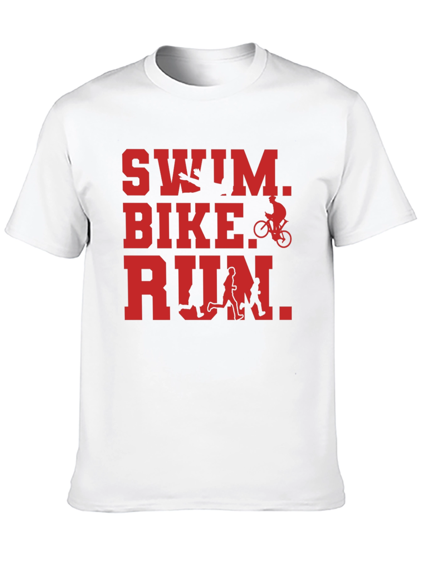 Black Swim Bike Run Triathlon T-Shirt - Black view 10